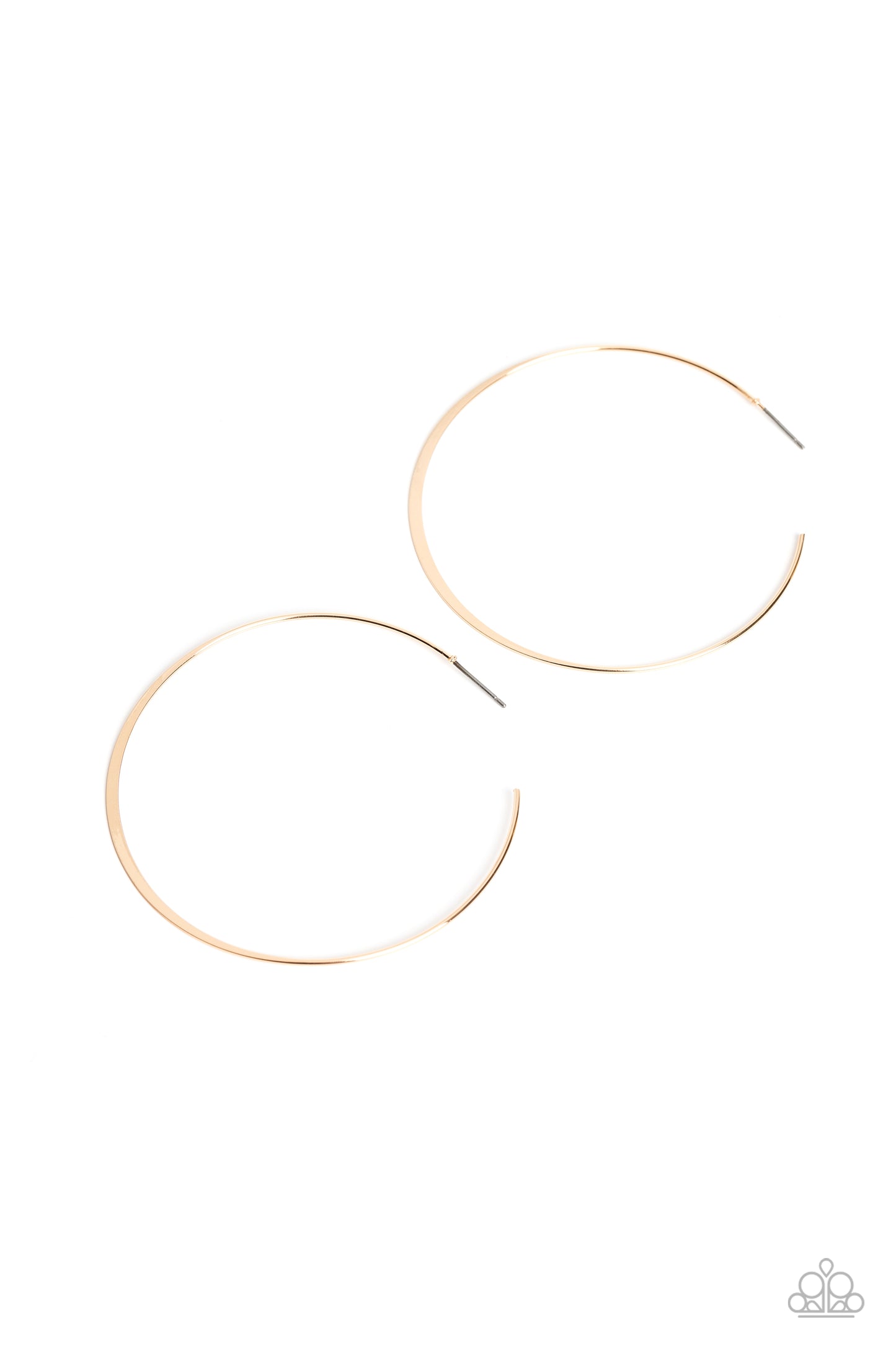 Metal Drama - Gold Thin 2 1/2 Hoop Earring Paparazzi E2307