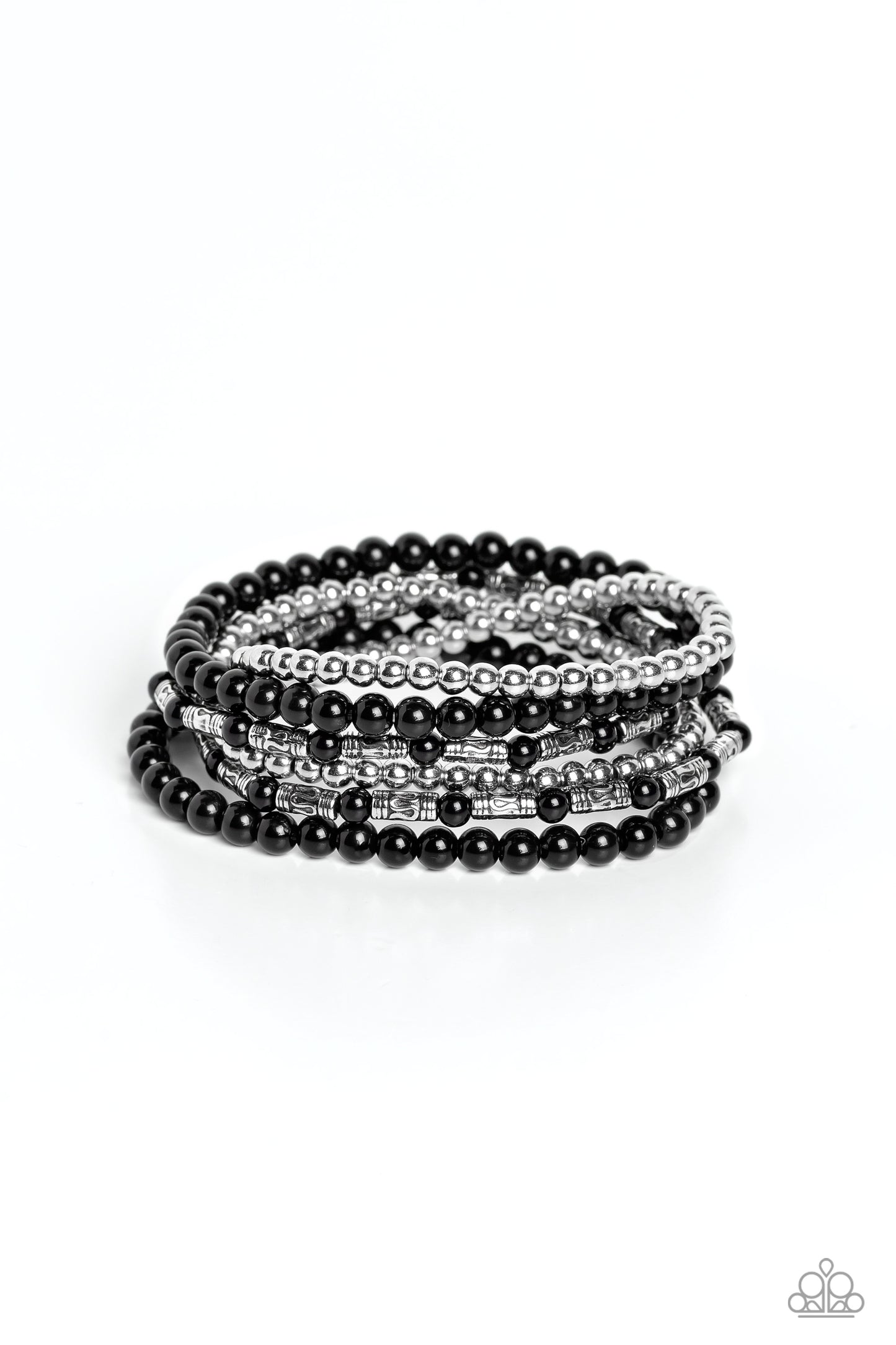 Mythical Magic - Black & Silver Stretch Bracelet Set Paparazzi B1209