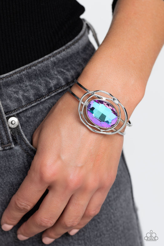 Substantial Sorceress - Purple Oval Gem Hinge Bracelet Paparazzi B0987