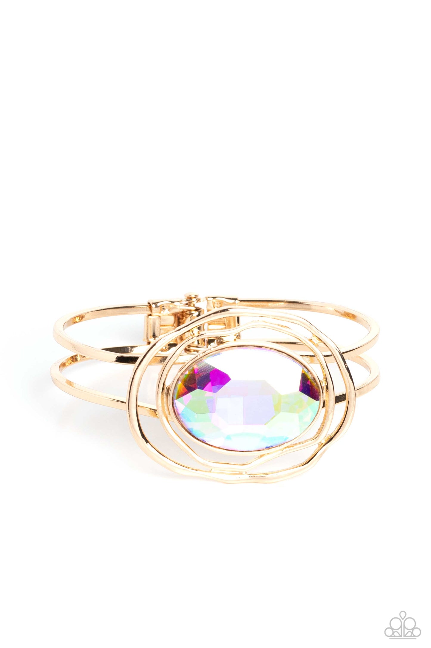 Substantial Sorceress - Multi Iridescent Oval Gem Hinge Bracelet Paparazzi B1038