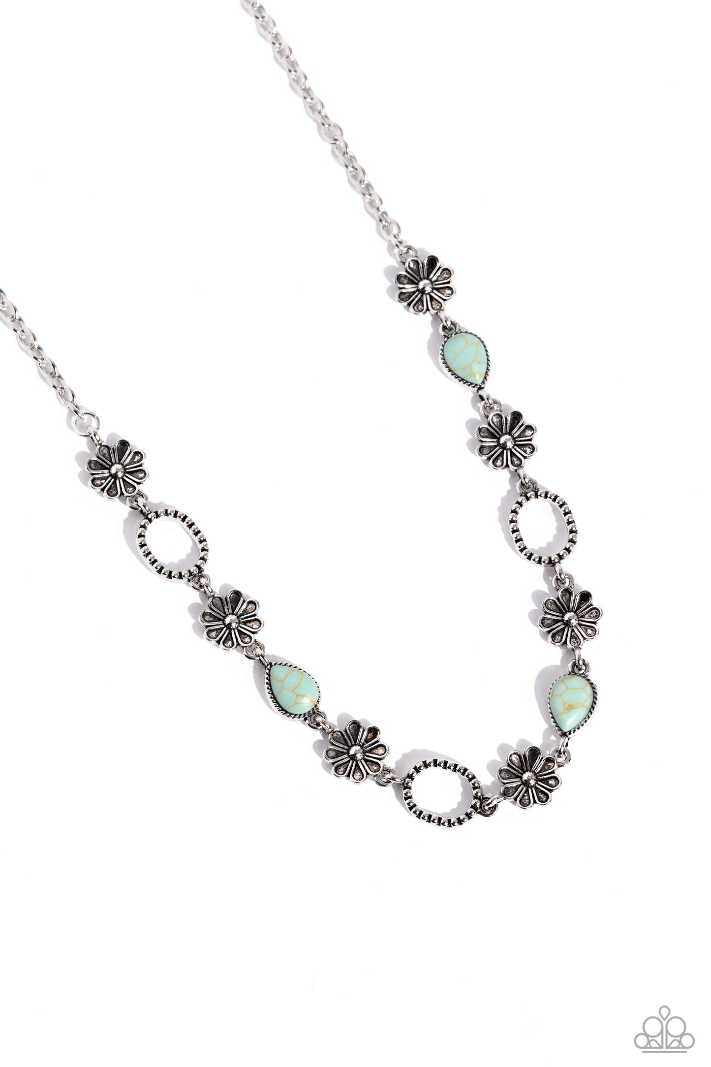 Casablanca Chic - Blue Stone Daisy Flower Santa Fe Style Necklace Paparazzi N1722