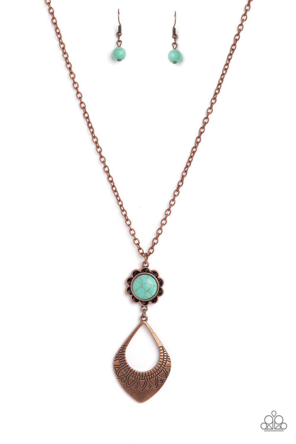 Stone TOLL - Copper & Turquoise Stone Necklace Paparazzi N0580