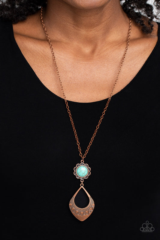 Stone TOLL - Copper & Turquoise Stone Necklace Paparazzi N0580