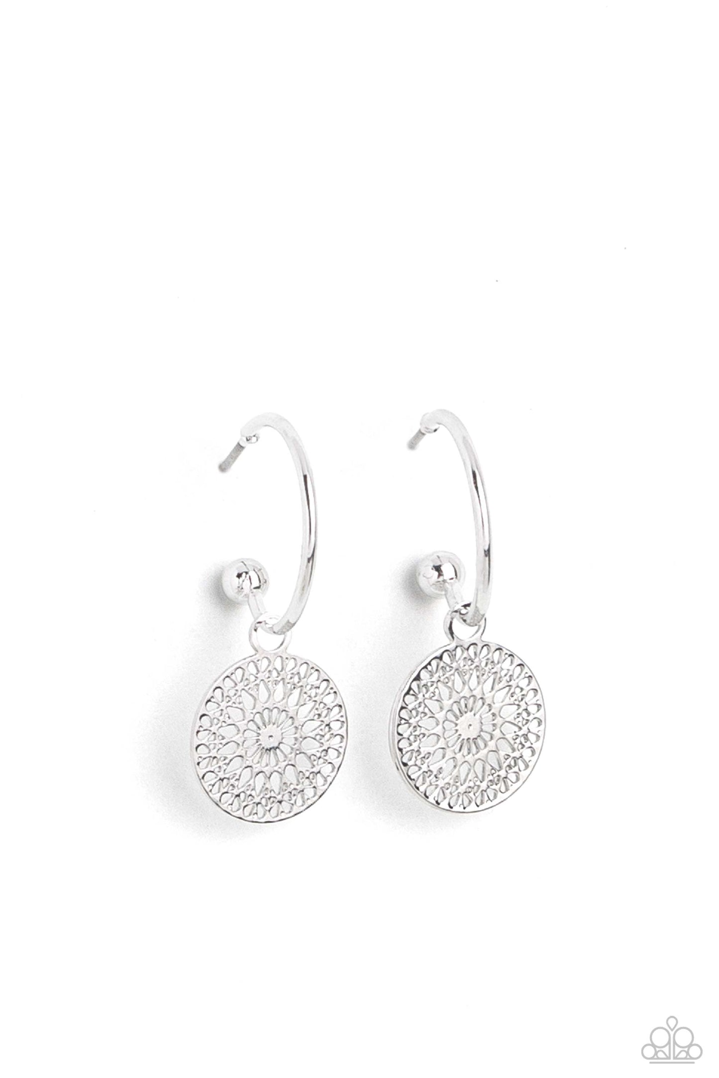 Mandala Maiden - Silver 1/2 Inch Dainty Hoop Earring Paparazzi E1380