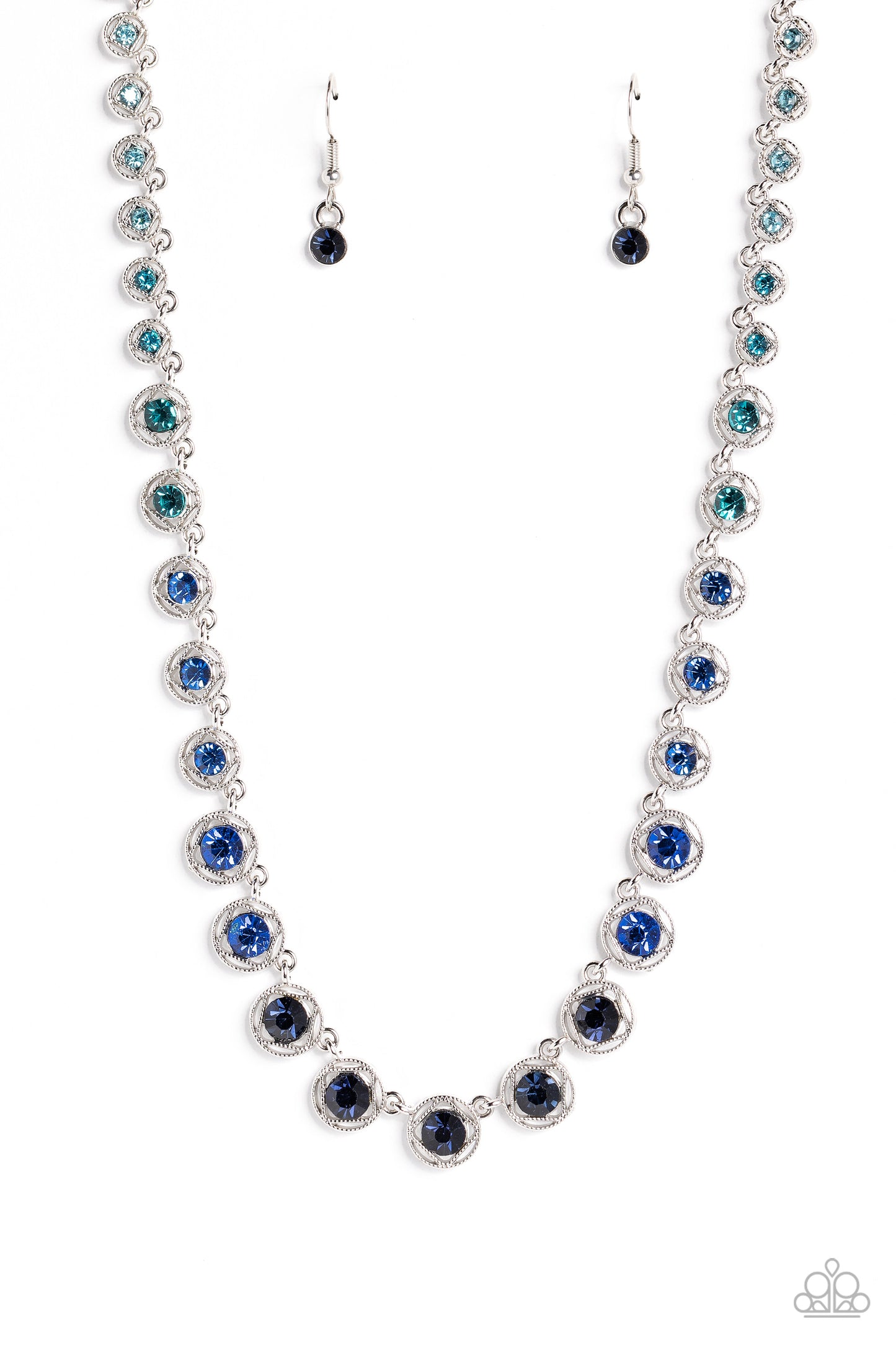 Kaleidoscope Charm - Blue - Shades of Blue Rhinestone Necklace Paparazzi N2003