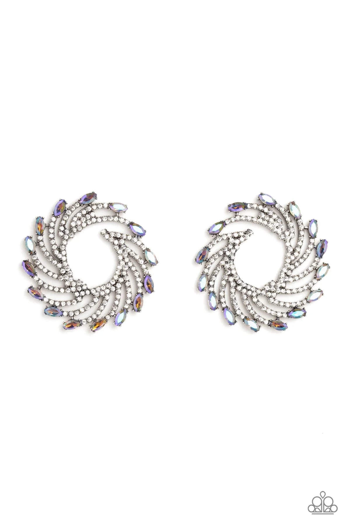 Firework Fanfare Multi Iridescent Rhinestone Post Earring Life Of The Party April 2022 Paparazzi E1296