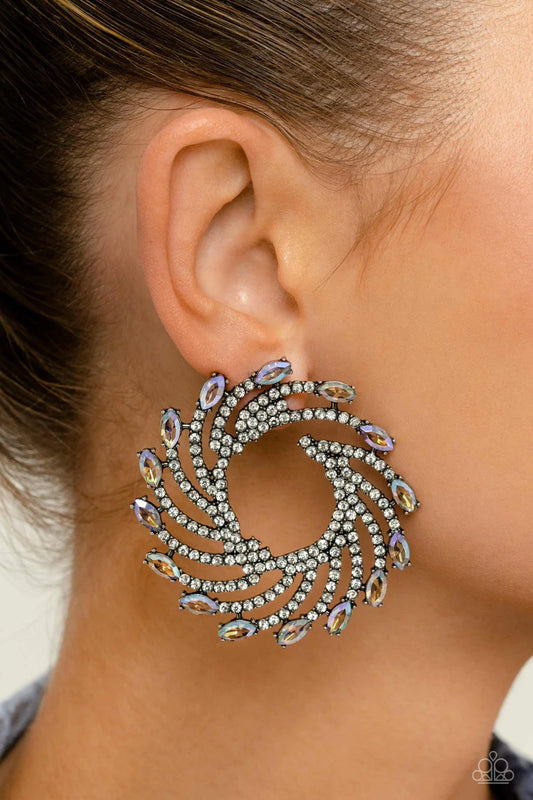 Firework Fanfare Multi Iridescent Rhinestone Post Earring Life Of The Party April 2022 Paparazzi E1296