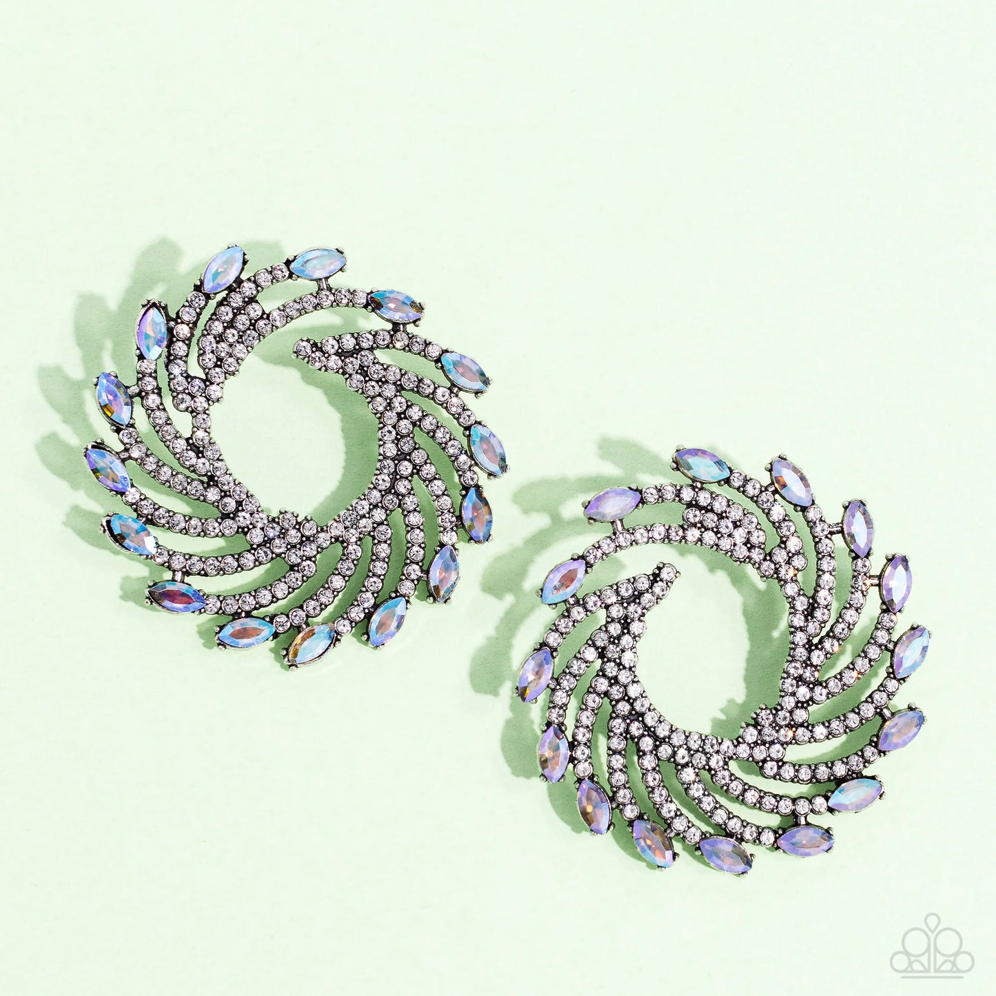 Firework Fanfare Multi Iridescent Rhinestone Post Earring Life Of The Party April 2022 Paparazzi E1296