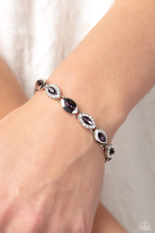 Some Serious Sparkle - Purple Marquise White Rhinestone Bracelet Paparazzi B1250