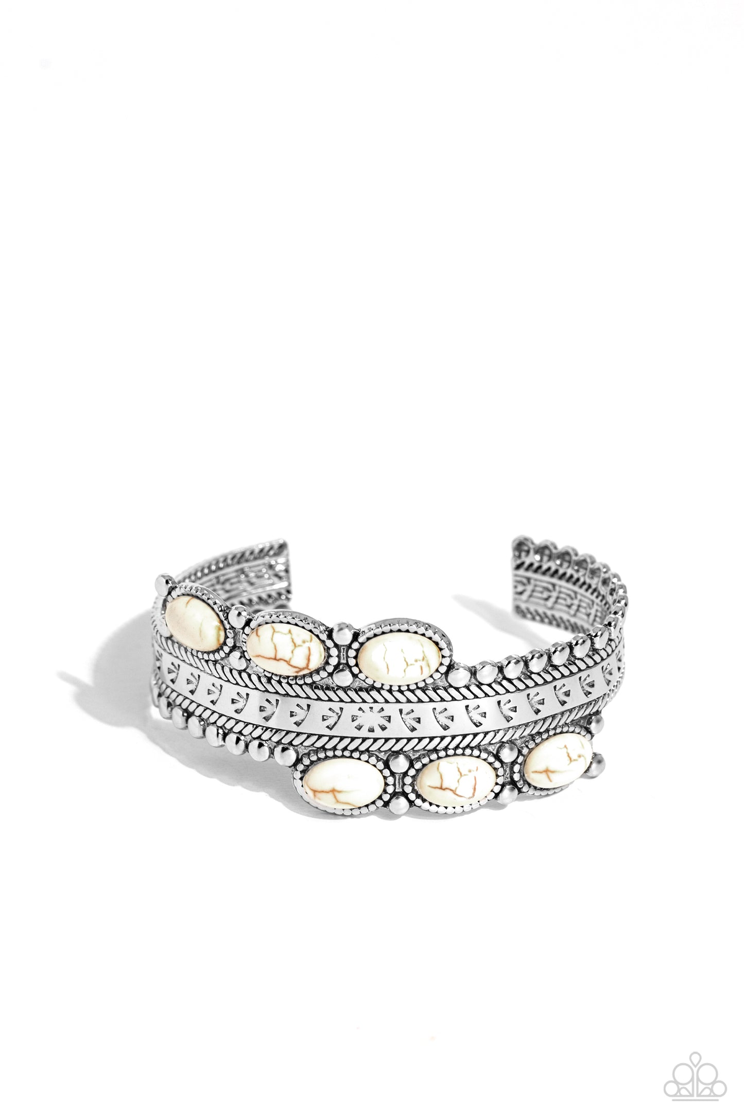 A League of Their STONE - White Stone Santa Fe Style Cuff Bracelet Paparazzi B0579