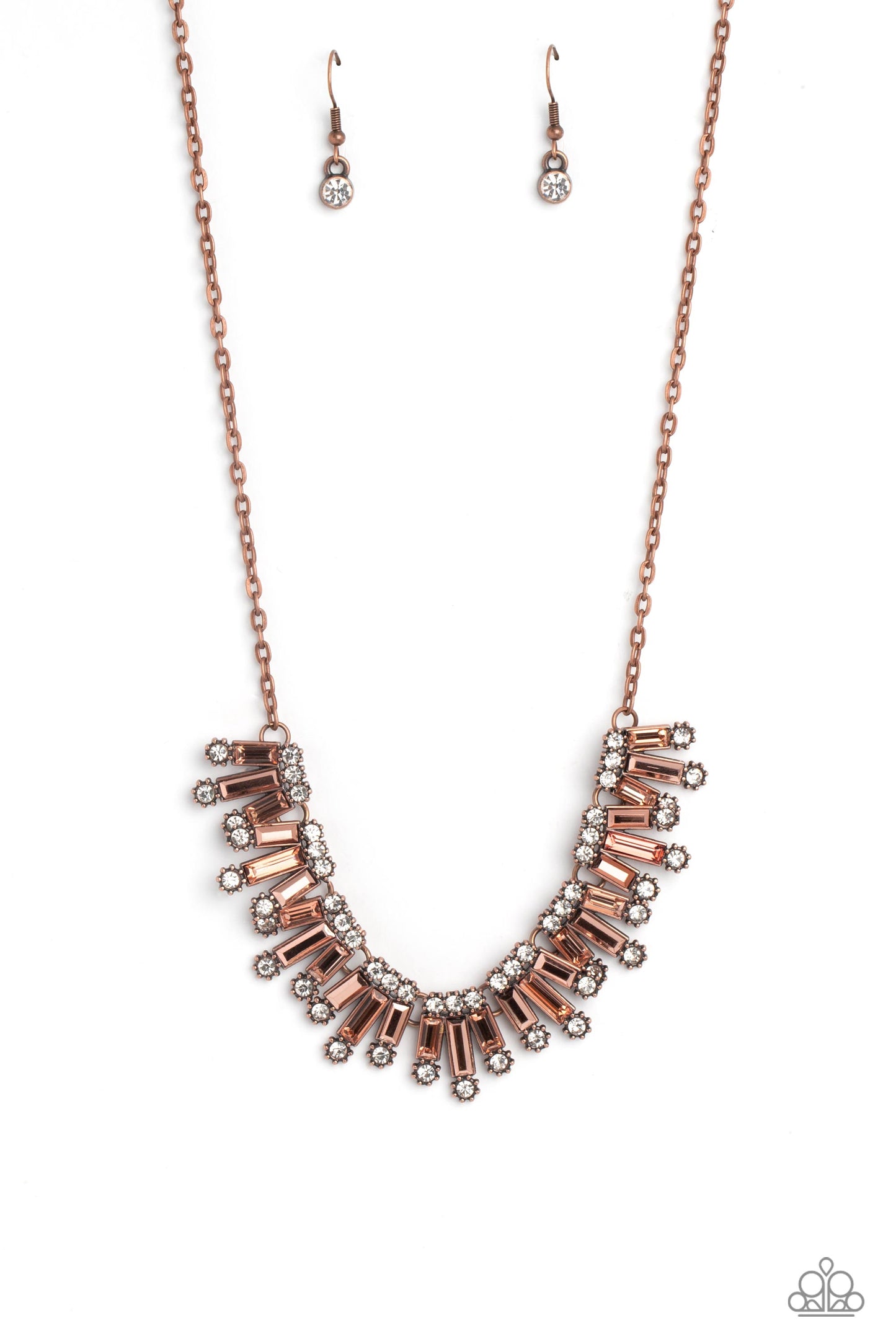 Sunburst Season - Copper - Shiny Copper Bars Reflective Glimmer Necklace Paparazzi N1857