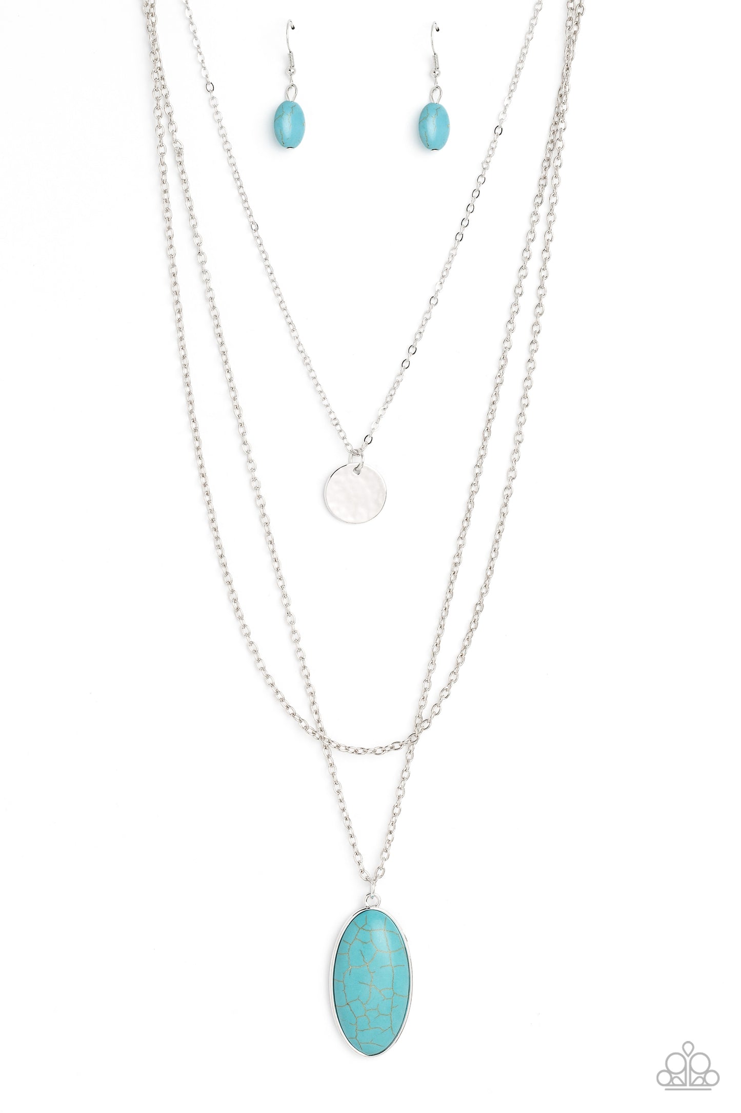 Perennial Phenomena - Blue Turquoise Stone Santa Fe Style Multilayer Necklace Paparazzi N1837