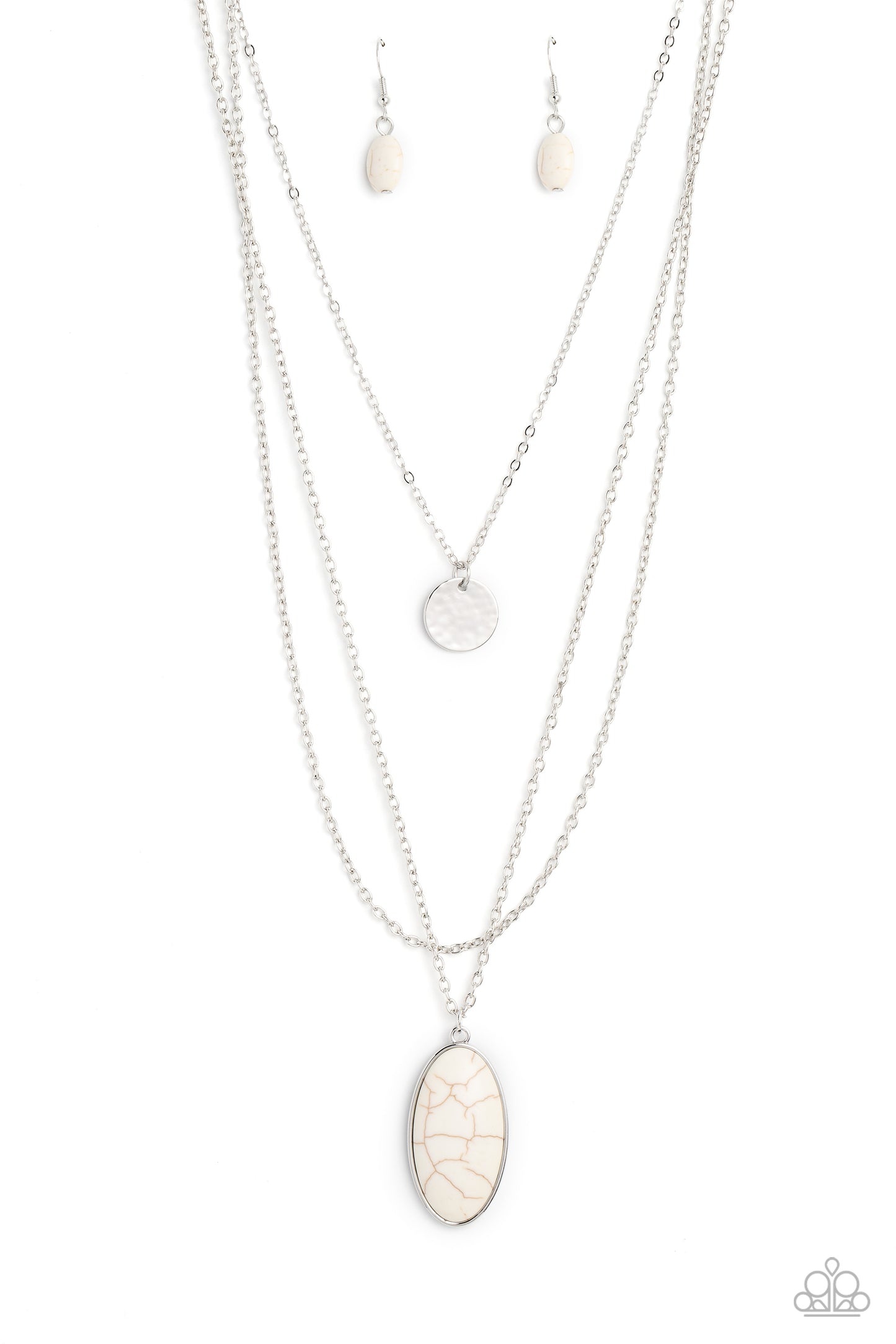 Perennial Phenomena - White Stone Multilayer Santa Fe Style Necklace Paparazzi N1854