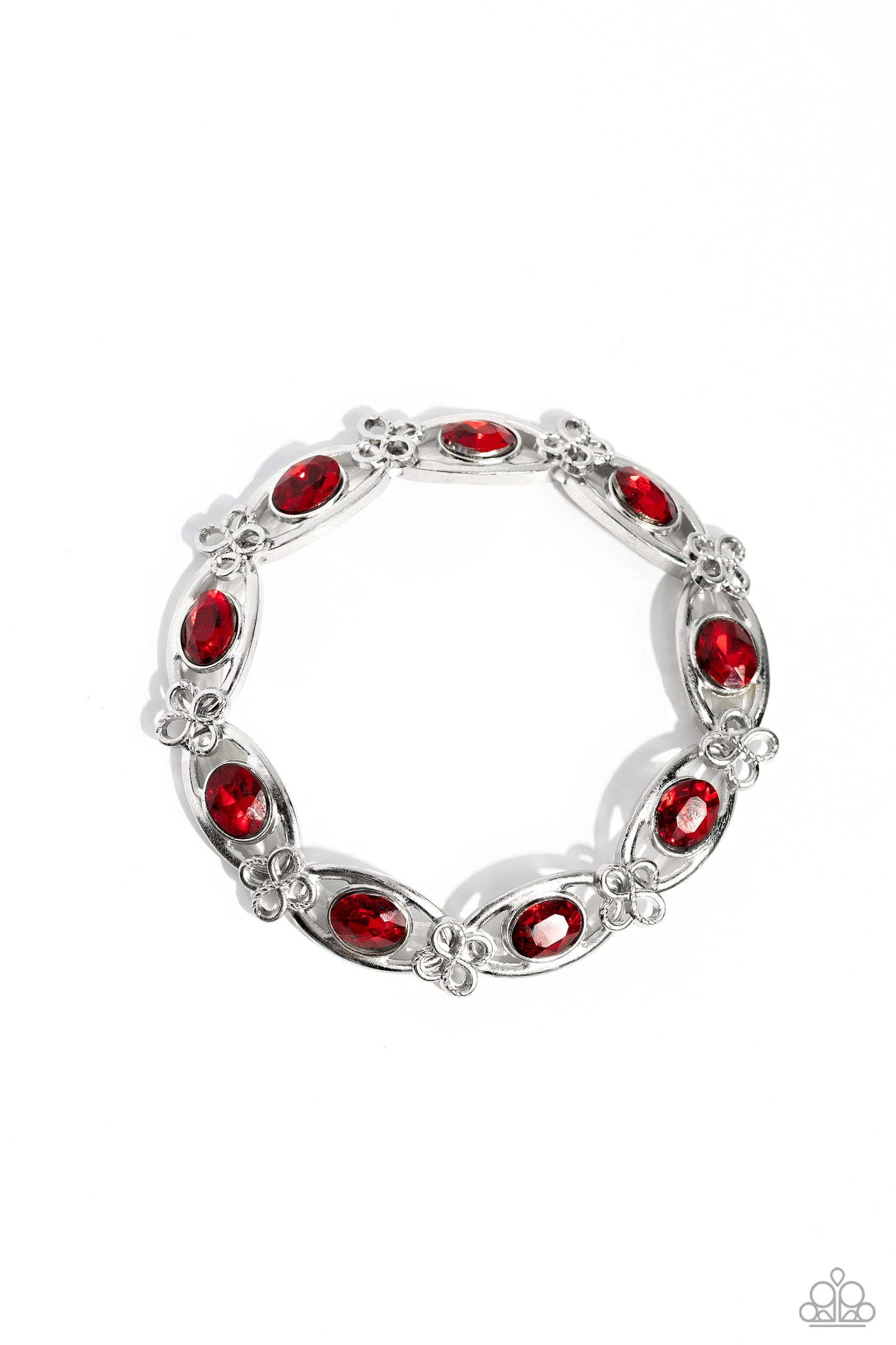 Infinite Impression - Red Gem Stretch Bracelet Paparazzi B1369