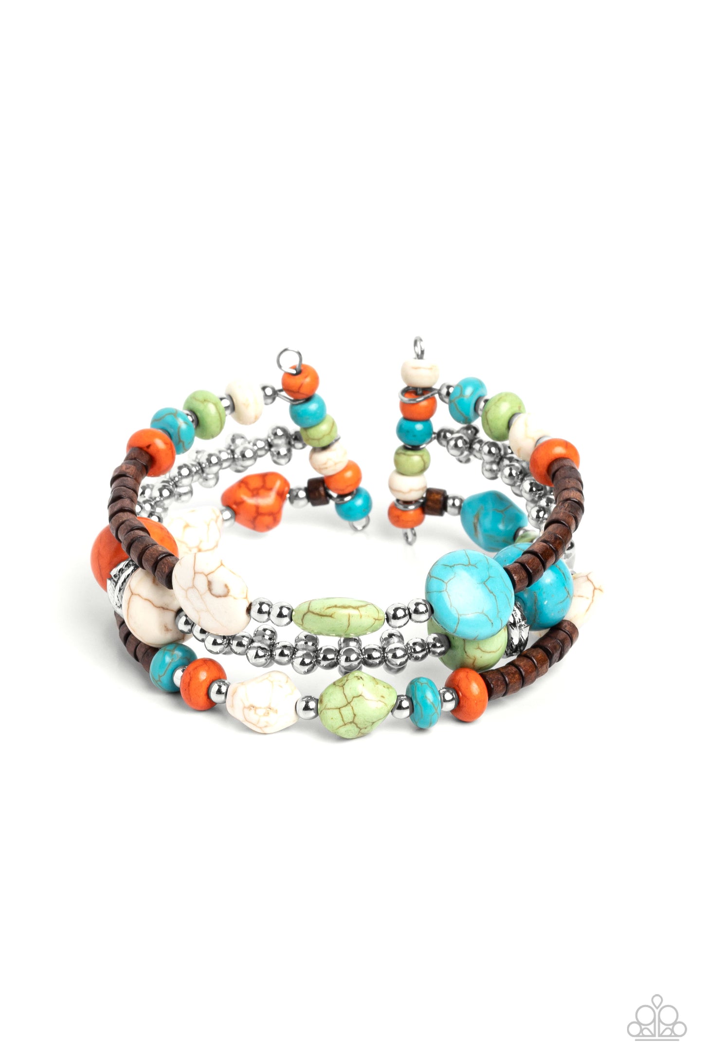 Operation Outdoors - Multi Color Stone & Wooden Bead Stretch Bracelet Paparazzi B1049