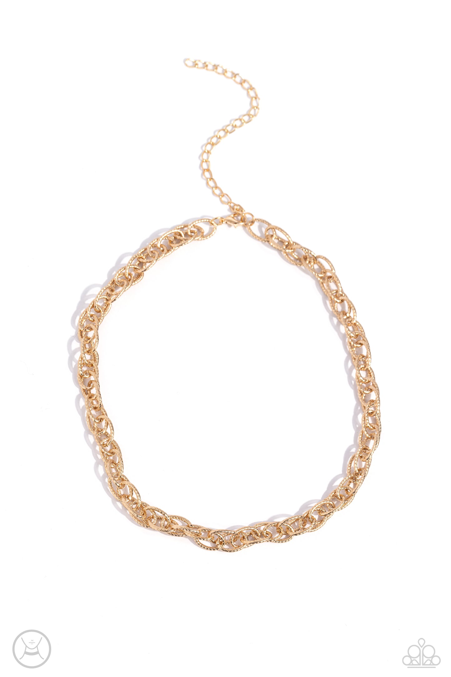 If I Only Had a CHAIN - Gold Double Link Chain Choker Necklace Paparazzi N3046