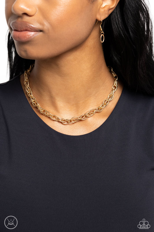 If I Only Had a CHAIN - Gold Double Link Chain Choker Necklace Paparazzi N3046