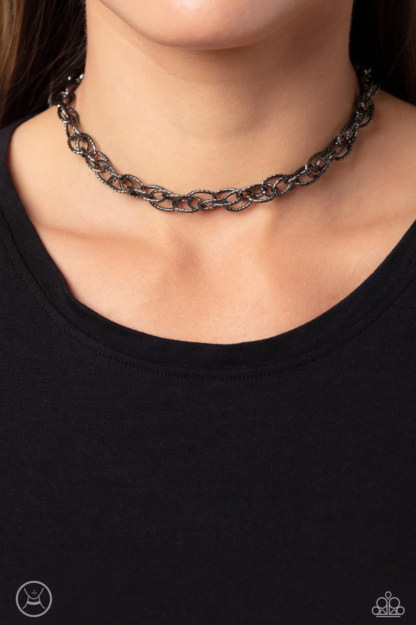 If I Only Had a CHAIN - Black Gunmetal Chain Choker Necklace Paparazzi N2089