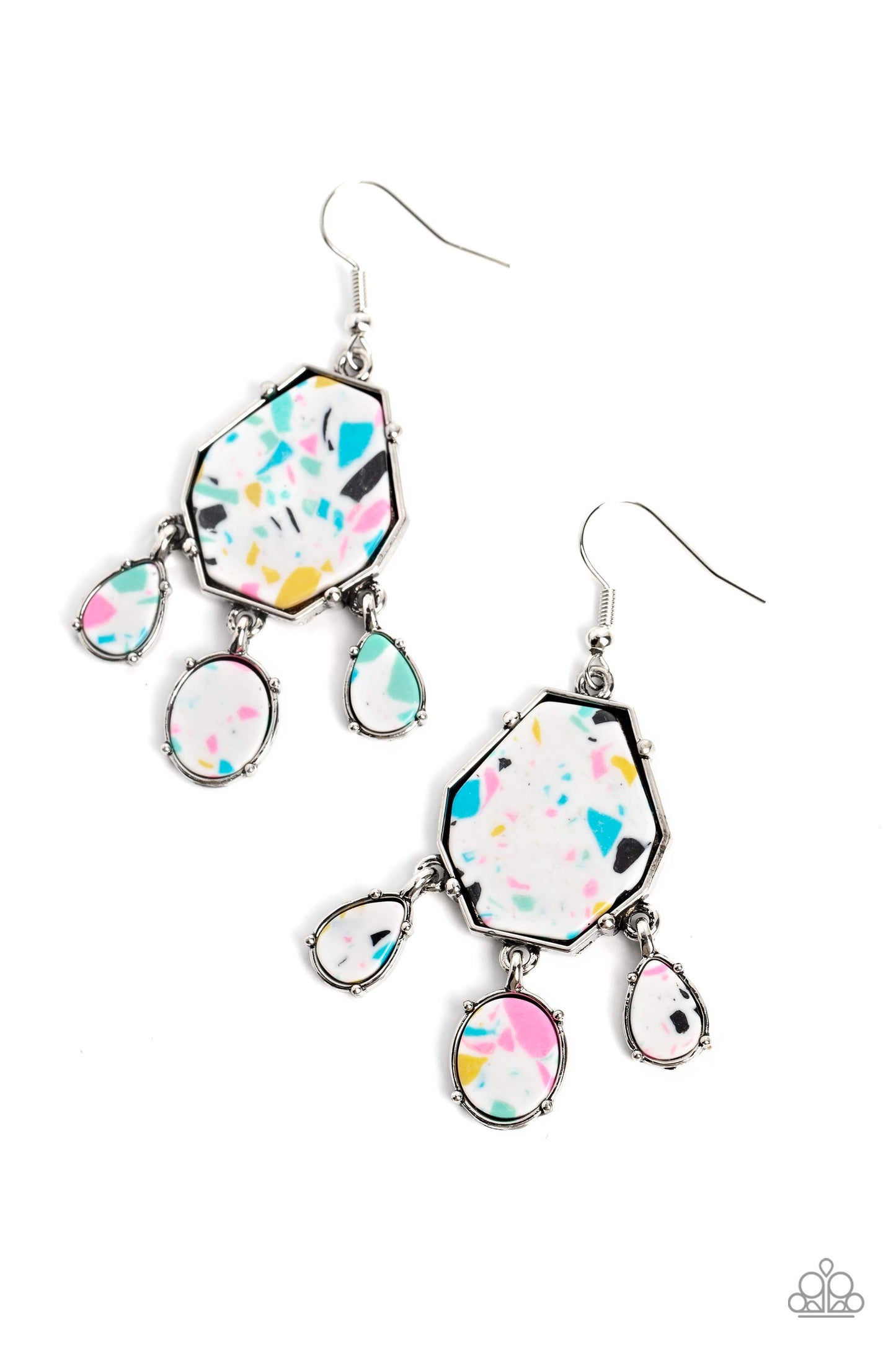 Organic Optimism - White Stones Multicolored Specks Earring Paparazzi E0683