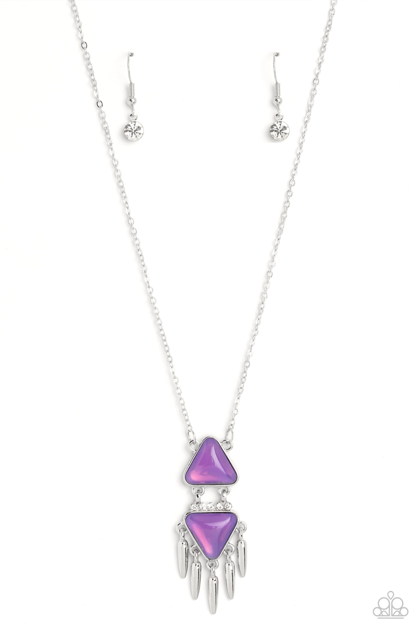 Under the FRINGE - Purple Opalescent Geometric Necklace Paparazzi N1569