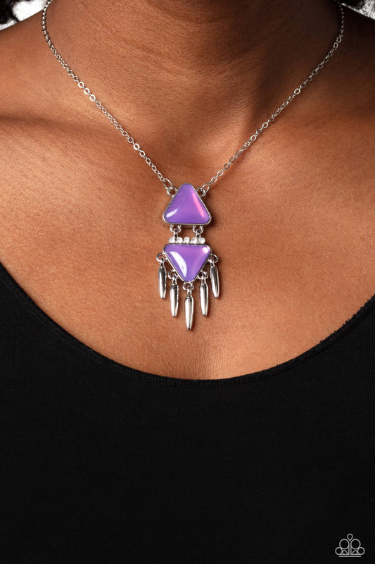 Under the FRINGE - Purple Opalescent Geometric Necklace Paparazzi N1569