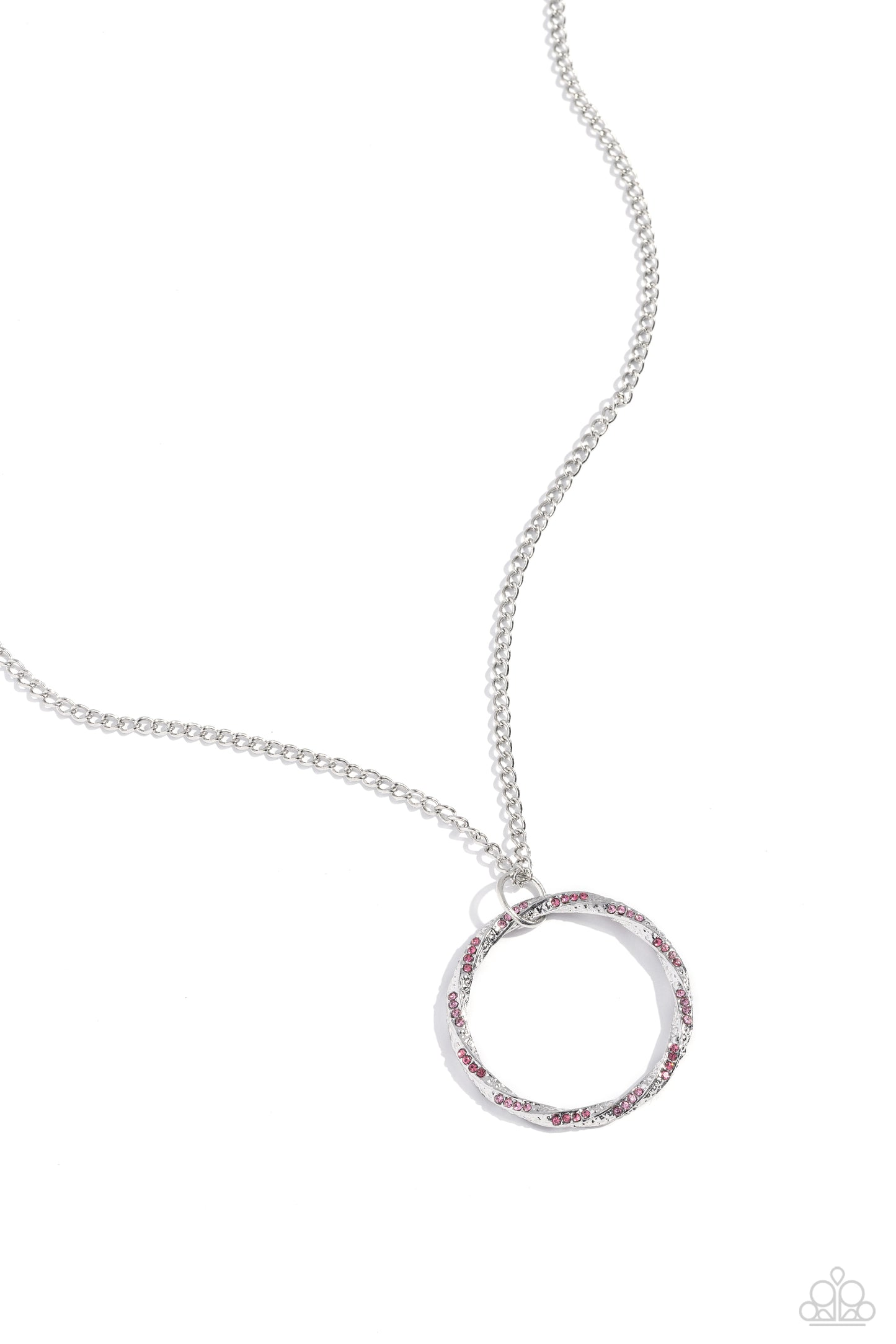 RING It Back - Pink Rose, Light Rose Rhinestone Silver Necklace Paparazzi N2116