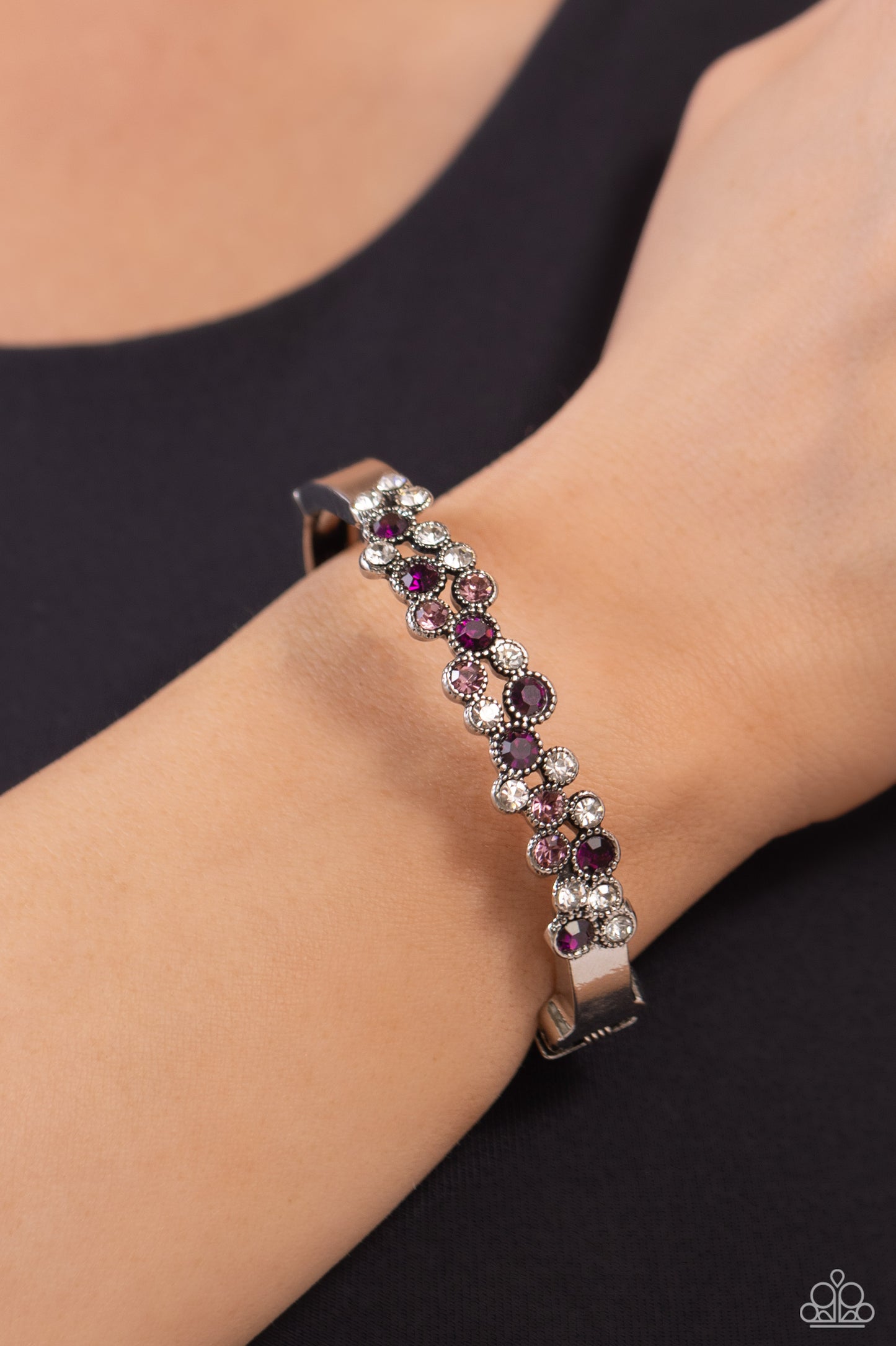 Big City Bling - Purple & White Gem Hinge Bracelet Paparazzi B1431