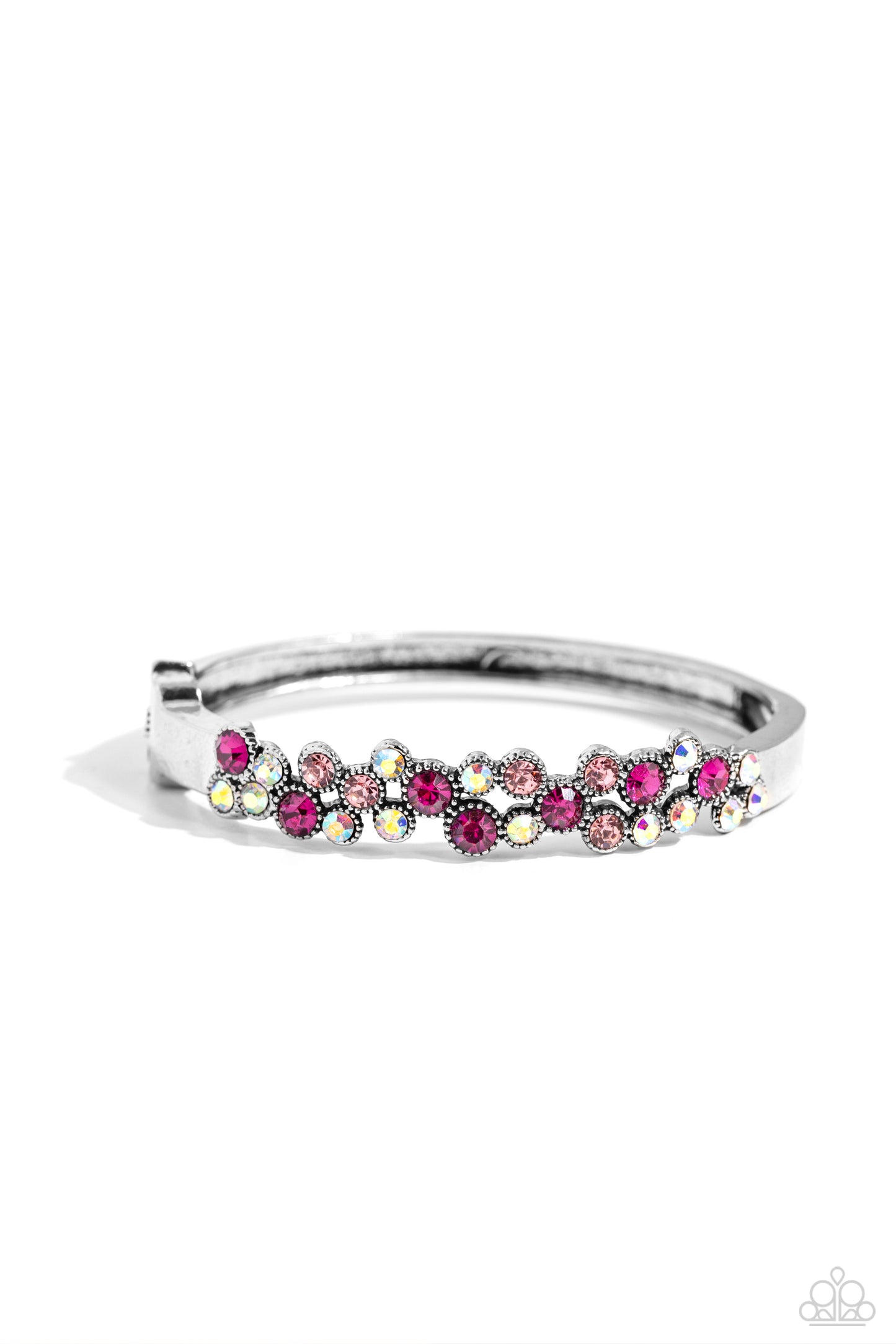 Big City Bling - Pink & Iridescent Rhinestone Hinge Bracelet Paparazzi B1290