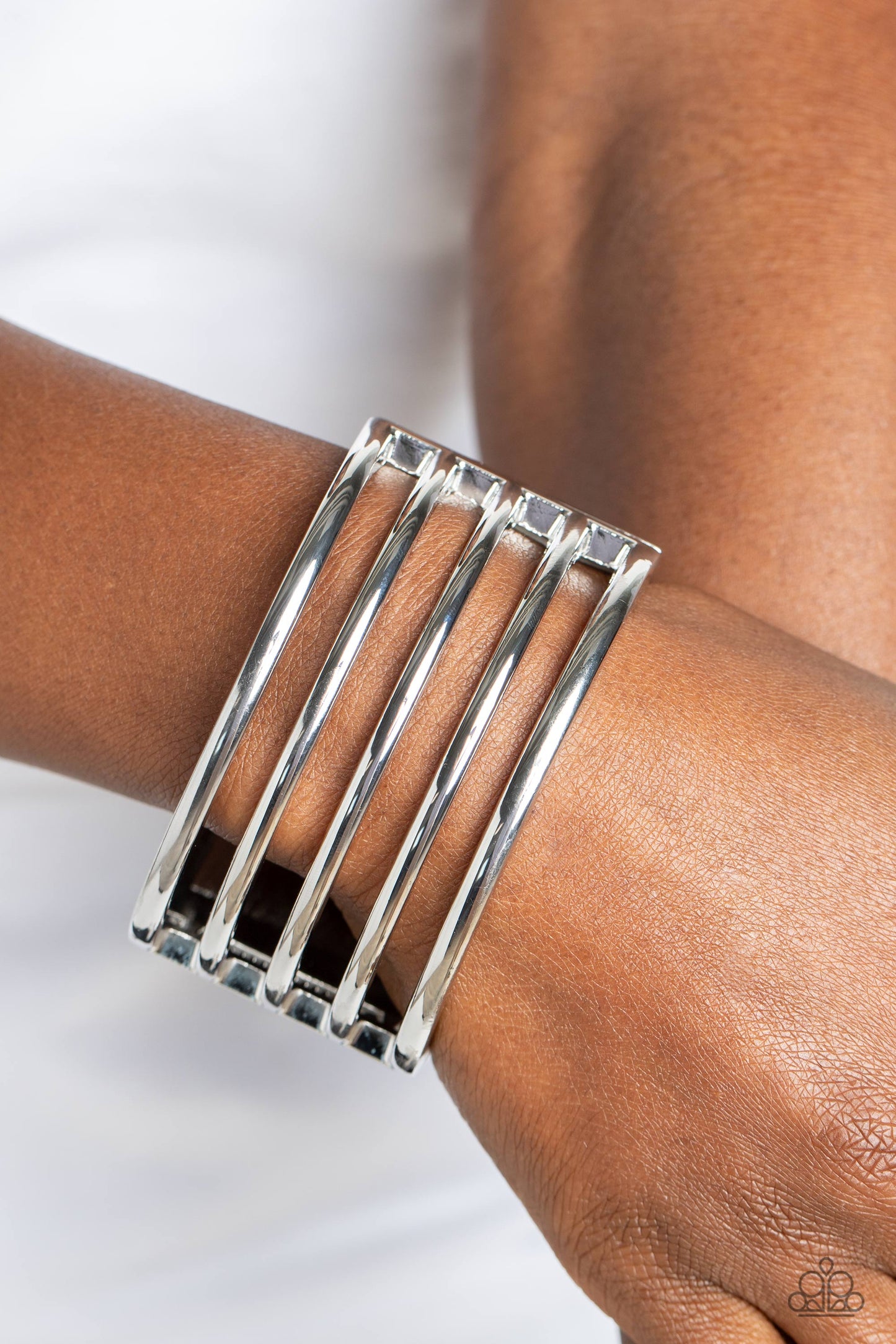 Wayward Warrior - Silver hinge Bracelet Paparazzi B1136