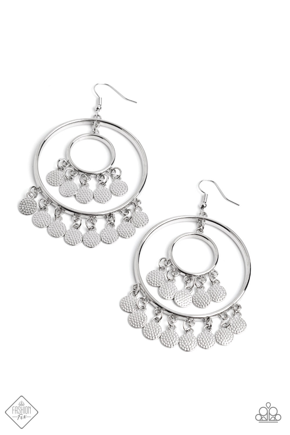 Caviar Command - Silver Hammered Disc Earring Fashion Fix February 2023 Paparazzi E1220