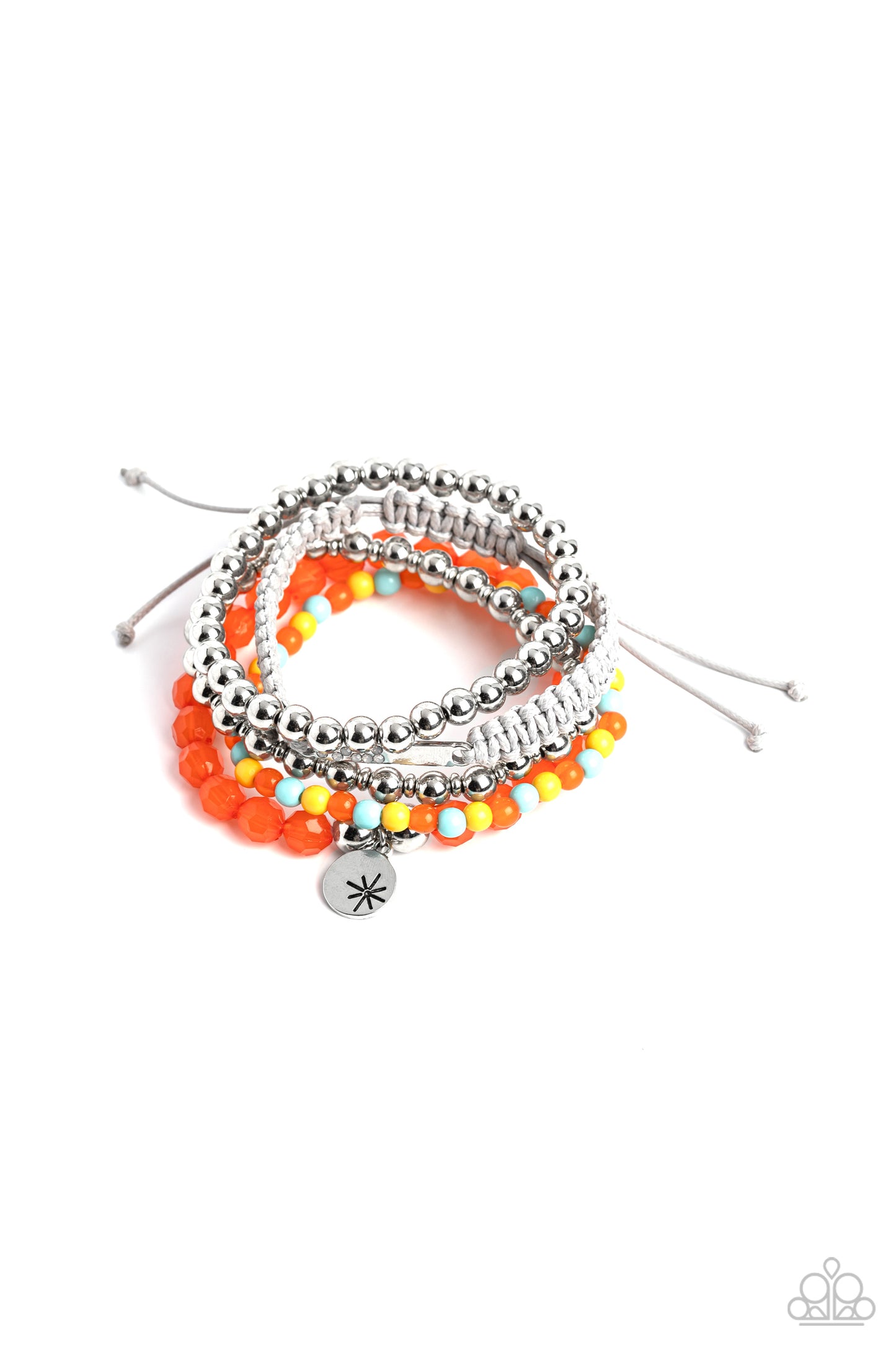 Offshore Outing - Multi Stretch & Sliding Knot Bracelets Orange Tiger, Waterspout, Samoan Sun Bead, Tan Paparazzi B1011