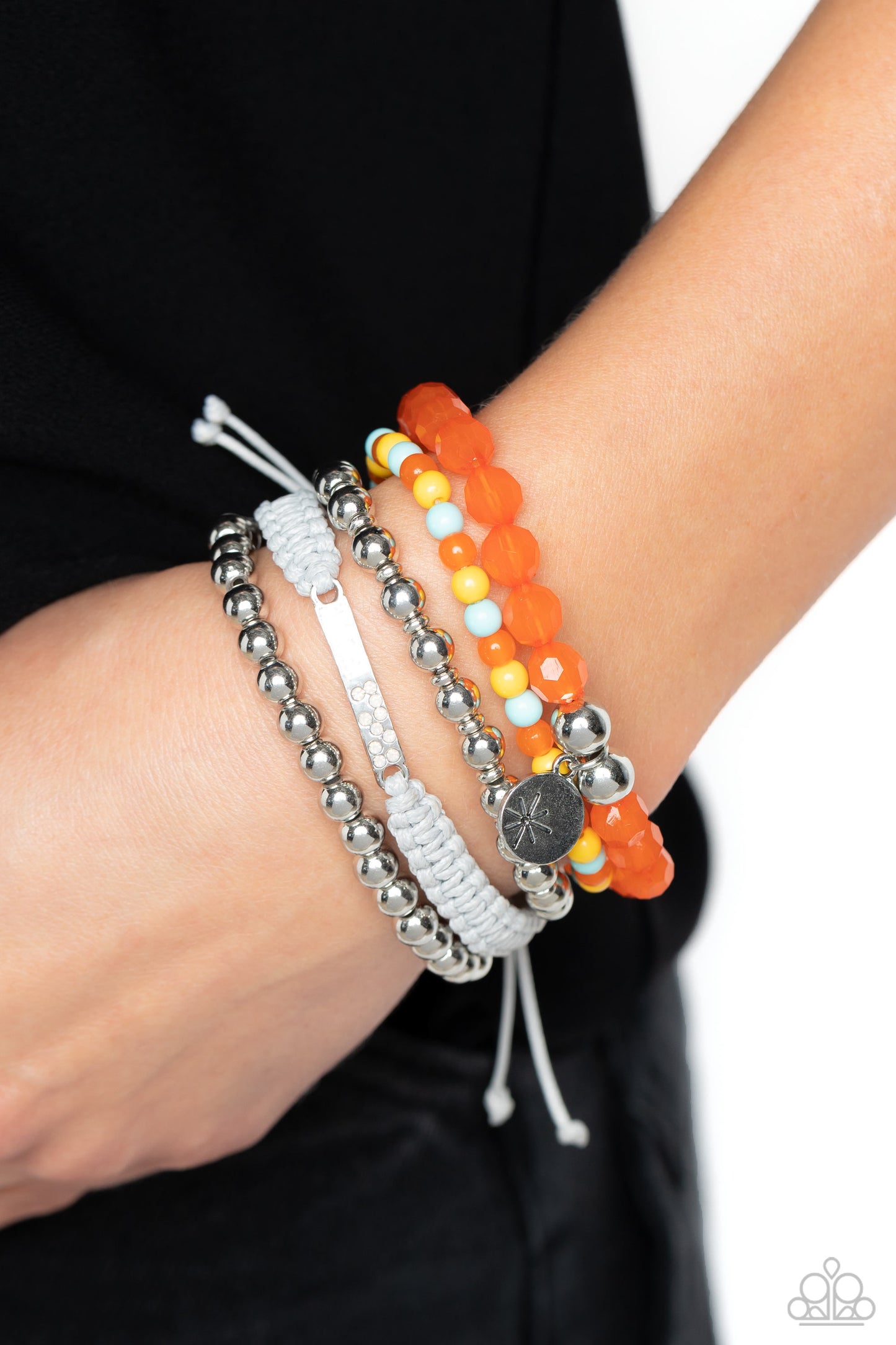 Offshore Outing - Multi Stretch & Sliding Knot Bracelets Orange Tiger, Waterspout, Samoan Sun Bead, Tan Paparazzi B1011