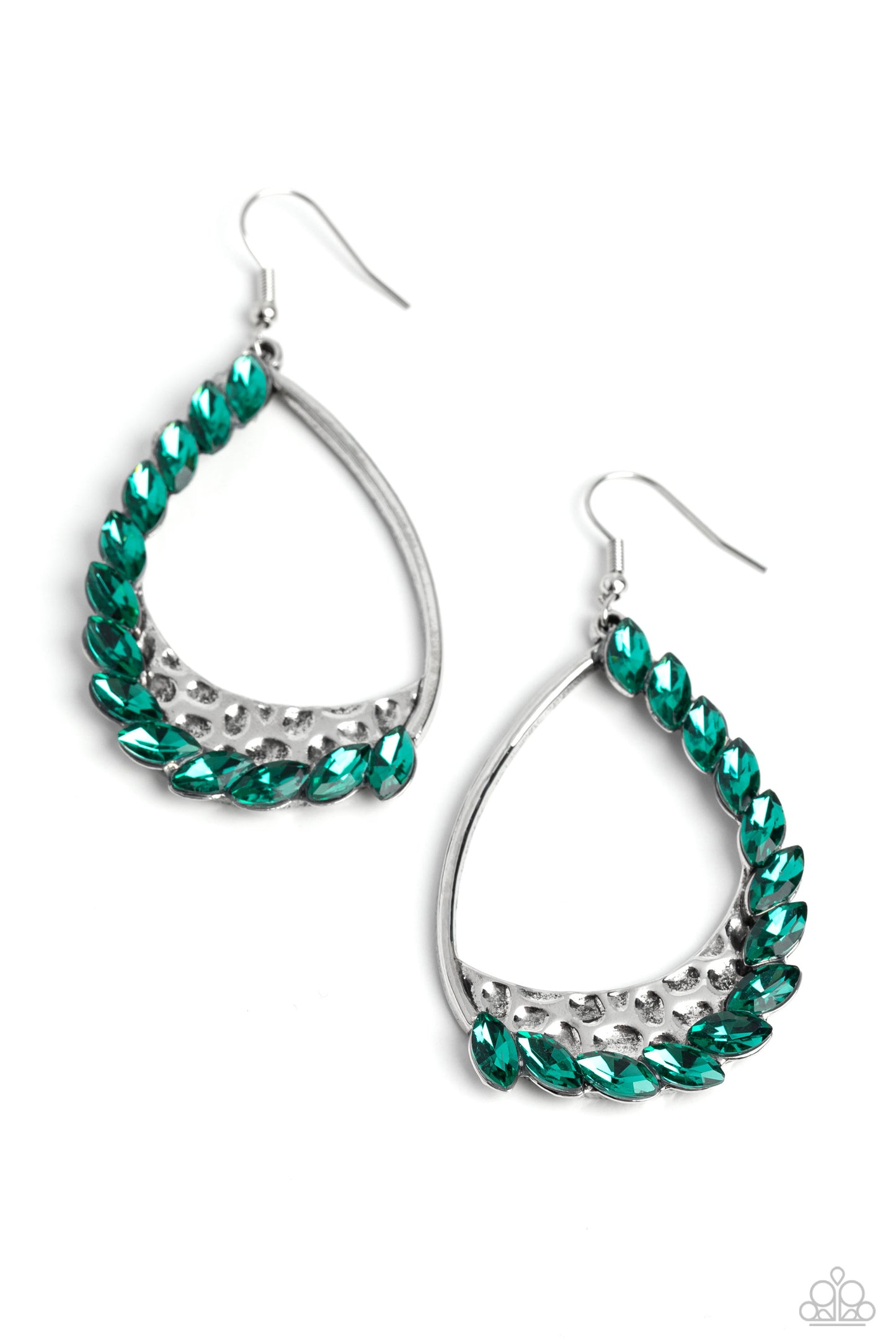 Looking Sharp - Green Marquise Gem Teardrop Earring Paparazzi E1663