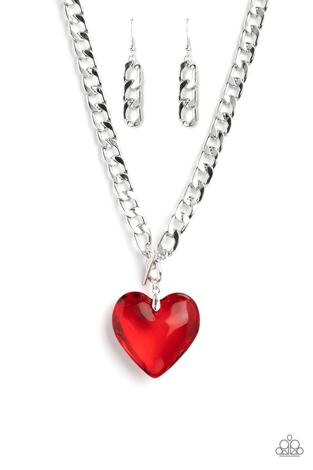 GLASSY-Hero - Red Heart Gem & Silver Chain Life Of The Party March 2023 Paparazzi N1448