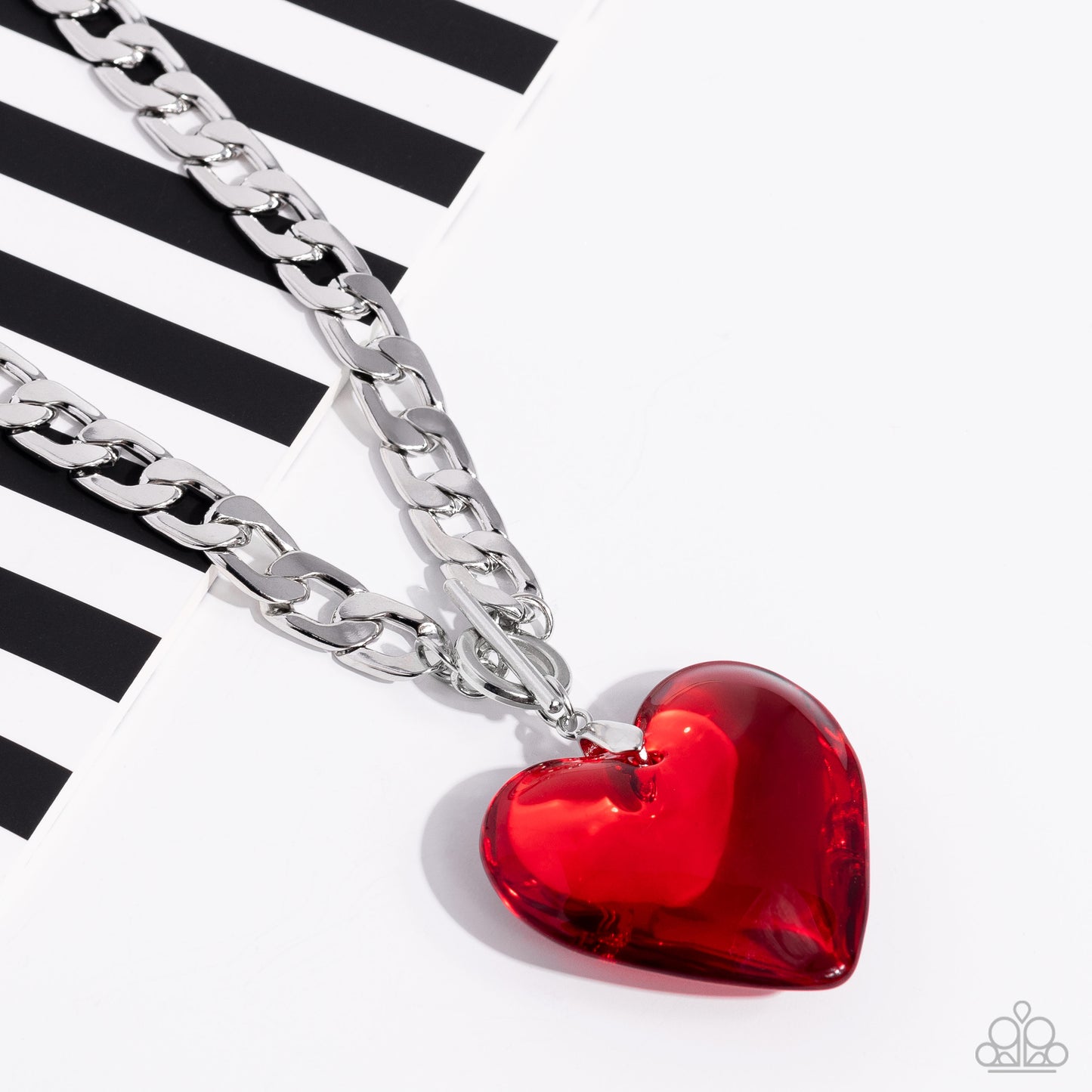 GLASSY-Hero - Red Heart Gem & Silver Chain Life Of The Party March 2023 Paparazzi N1448