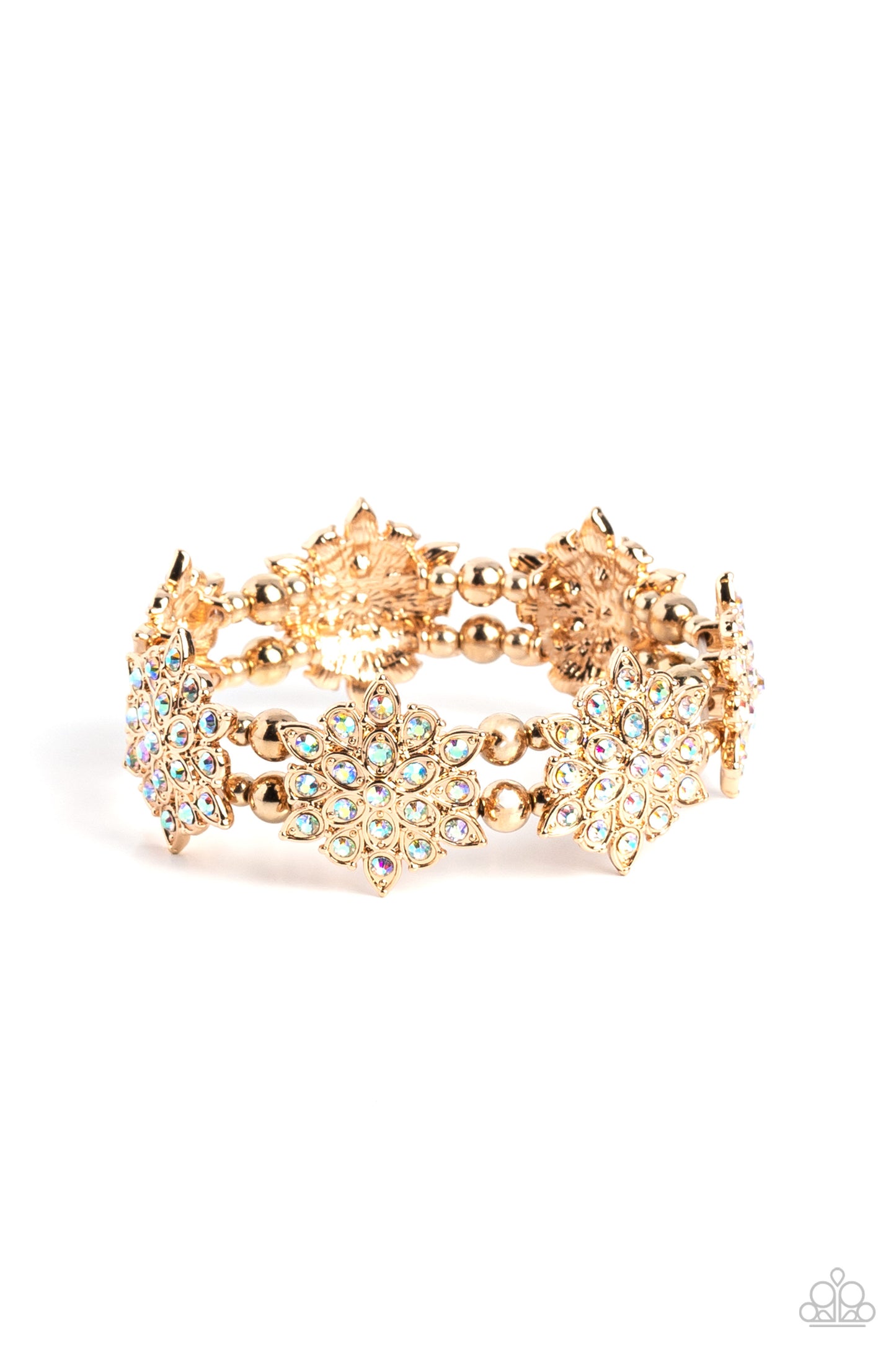 Scintillating Snowflakes - Multi Iridescent Rhinestone Stretch Bracelet Paparazzi B1469