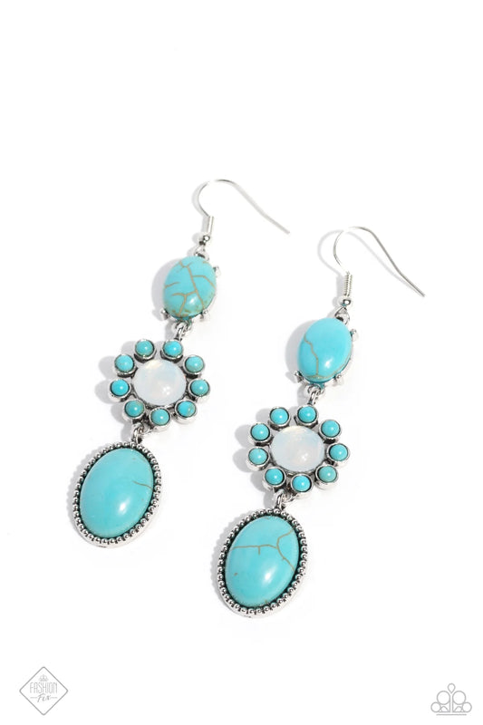 Carefree Cowboy Blue Turqoise Stone Santa Fe Style Earring Fashion Fix March 2023 Paparazzi E1256