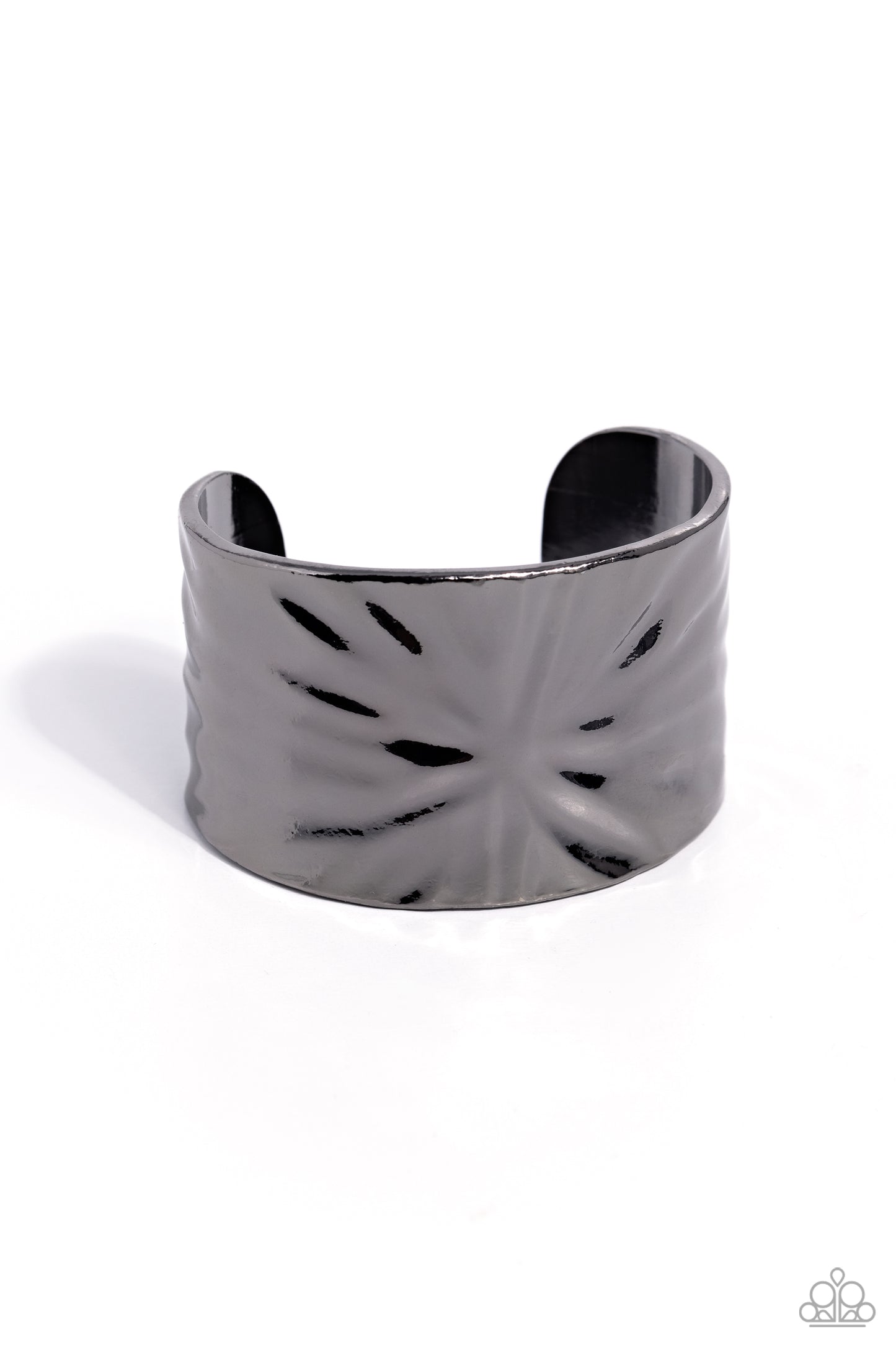 Ford Fusion - Black Gunmetal Warped Texture Cuff Bracelet Paparazzi B1446