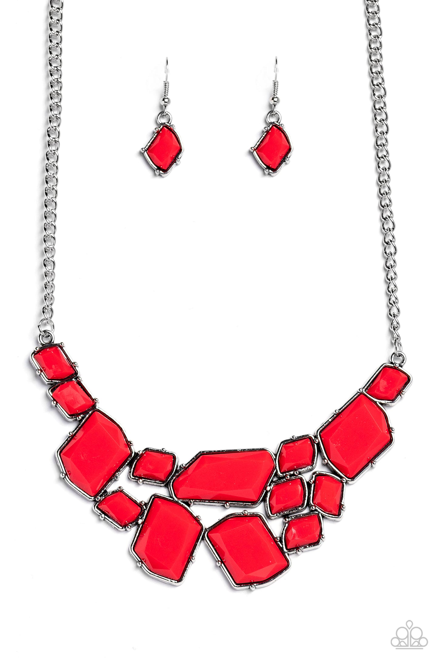 Energetic Embers - Red Geometric Colorful Necklace Paparazzi N1821