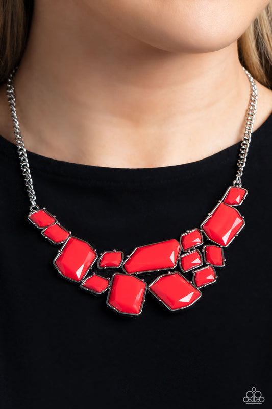 Energetic Embers - Red Geometric Colorful Necklace Paparazzi N1821