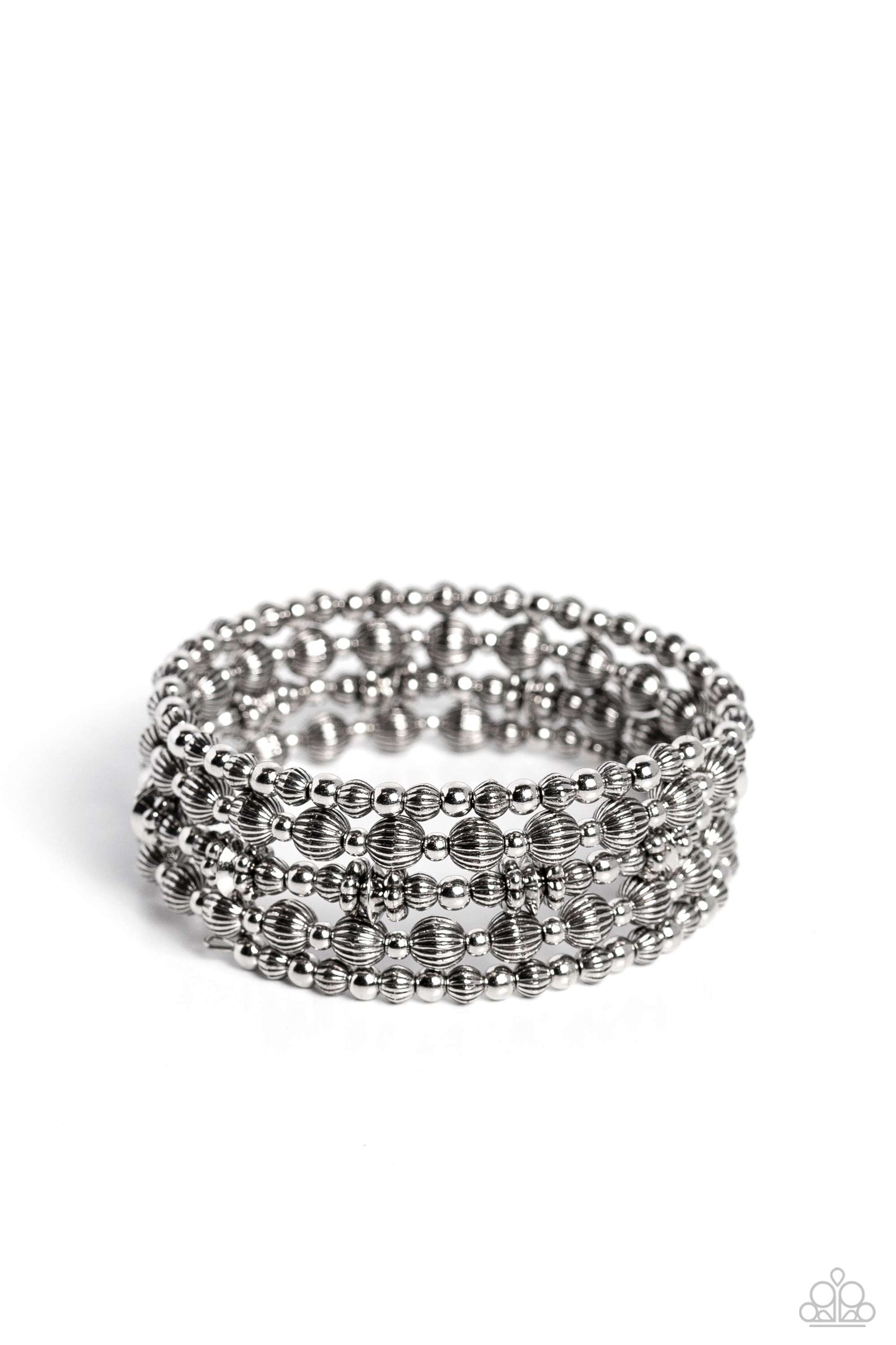 Striped Stack - Silver Accents & Bead Coil Bracelet Paparazzi B1191