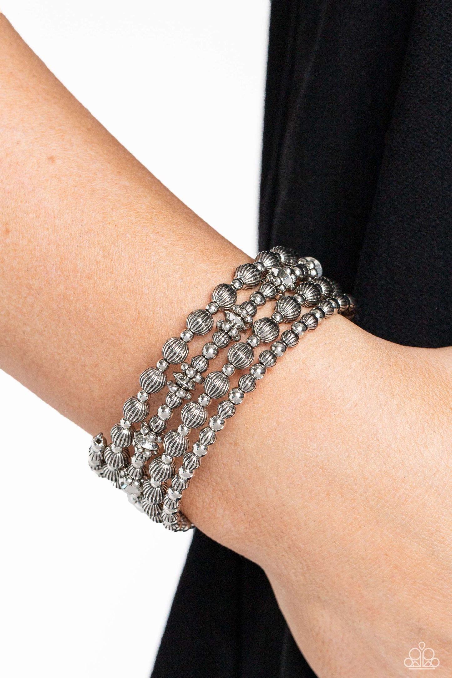 Striped Stack - Silver Accents & Bead Coil Bracelet Paparazzi B1191