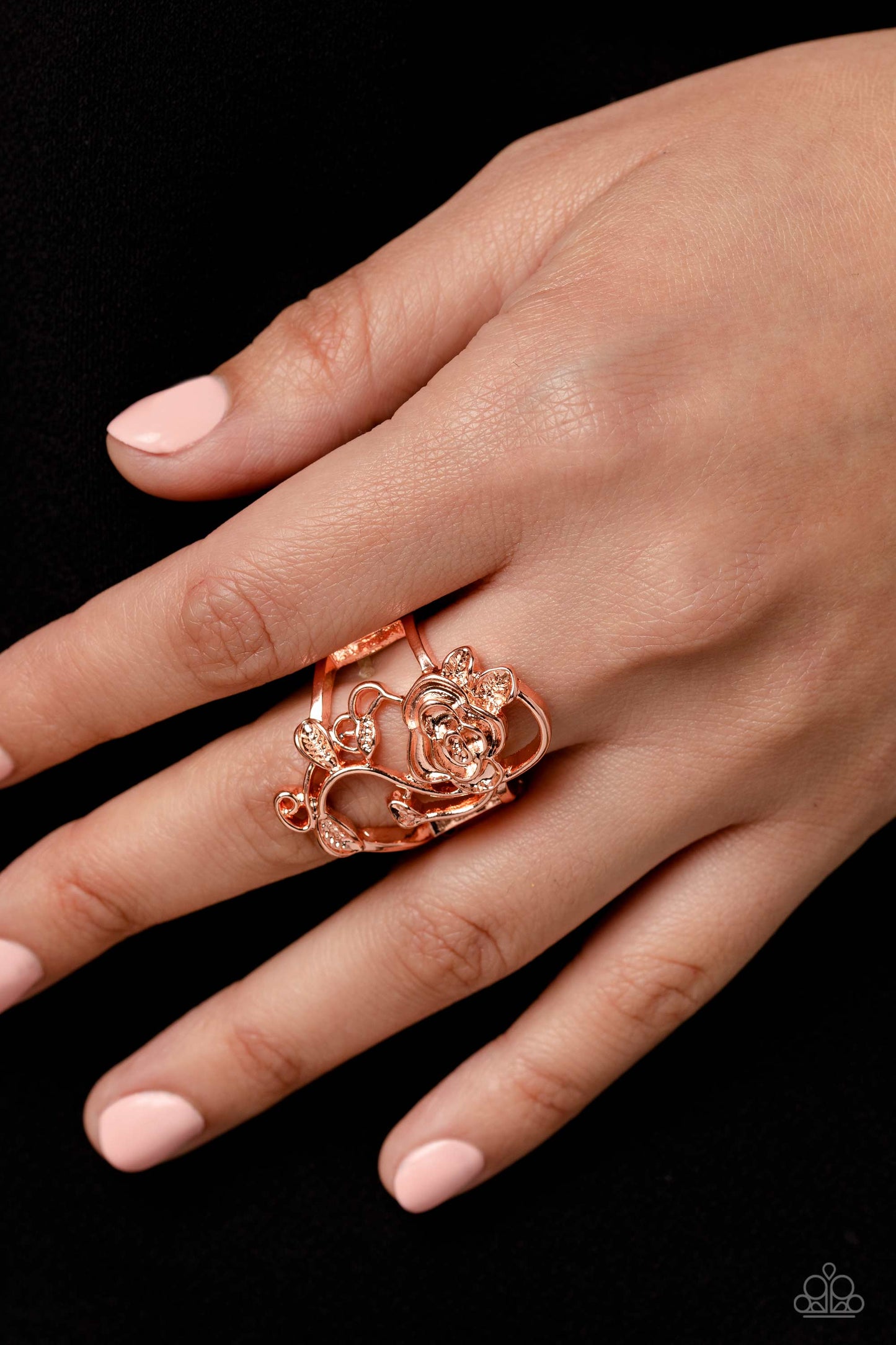 What ROSE Around - Copper - Shiny Copper Vine Ring Paparazzi R0540