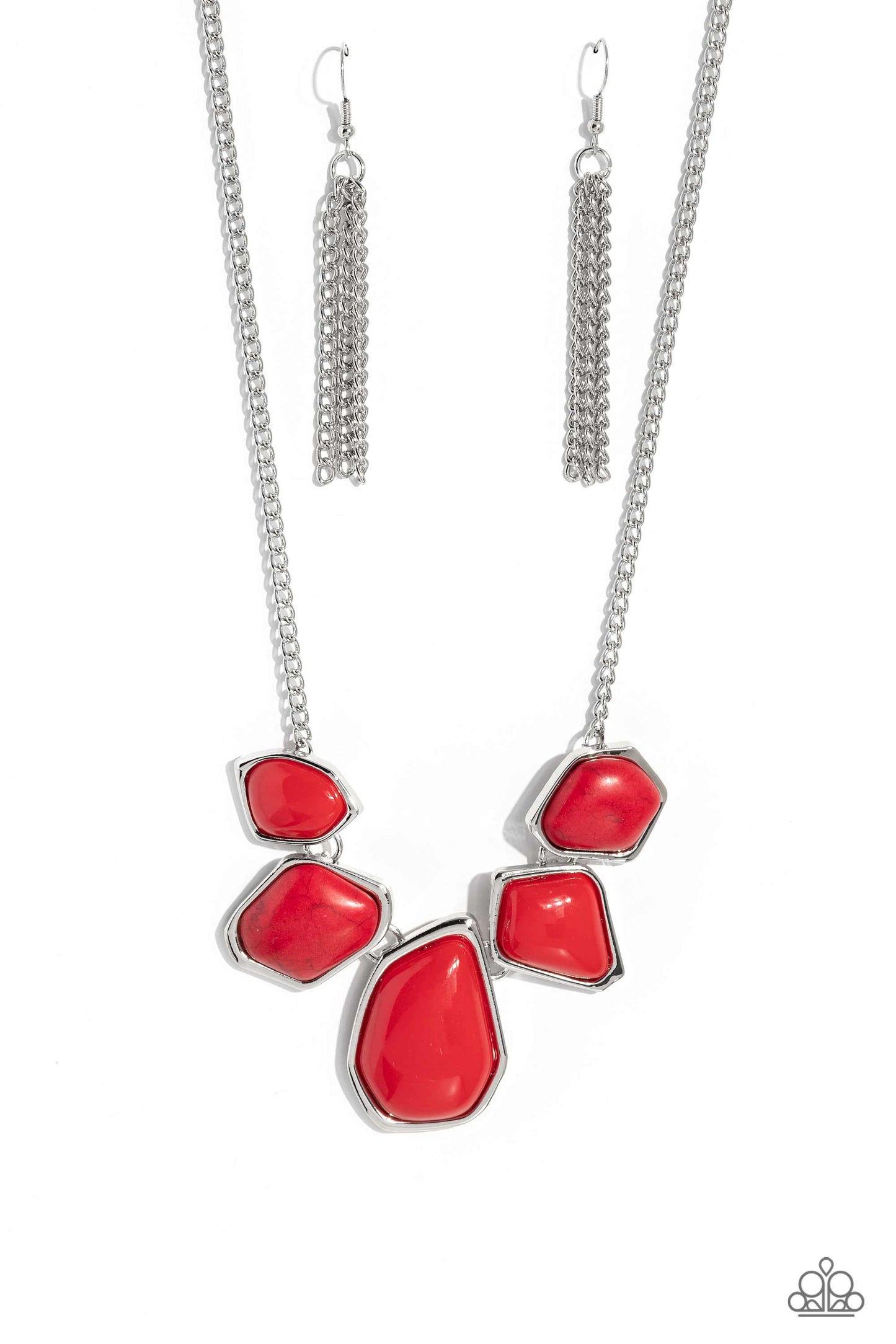 Beyond the Badlands - Red Defaced Stone & Acrylic Bead Santa Fe Style Necklace Paparazzi N1855