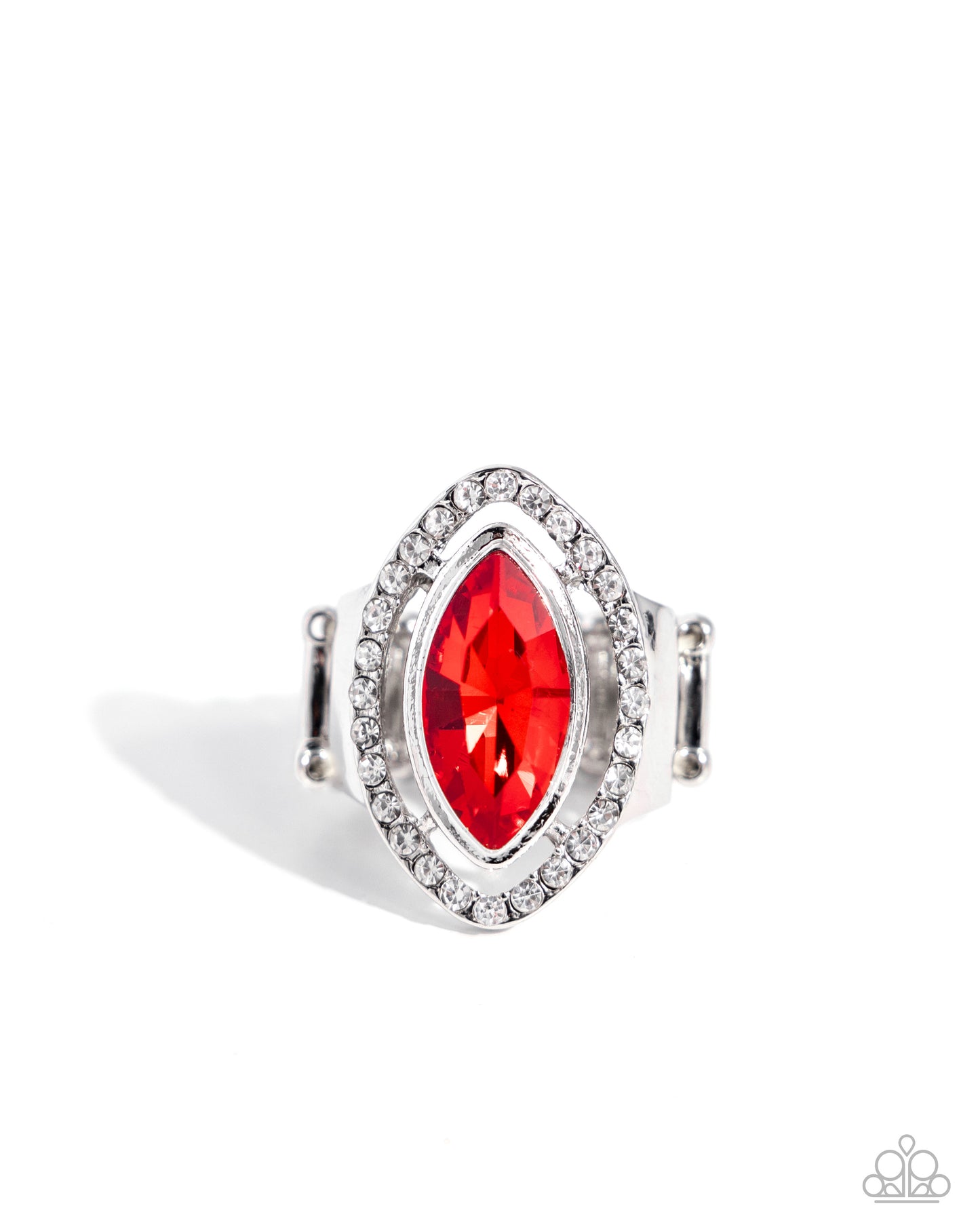 Marquise Majesty - Red Gem White Rhinestone Ring Paparazzi R0668