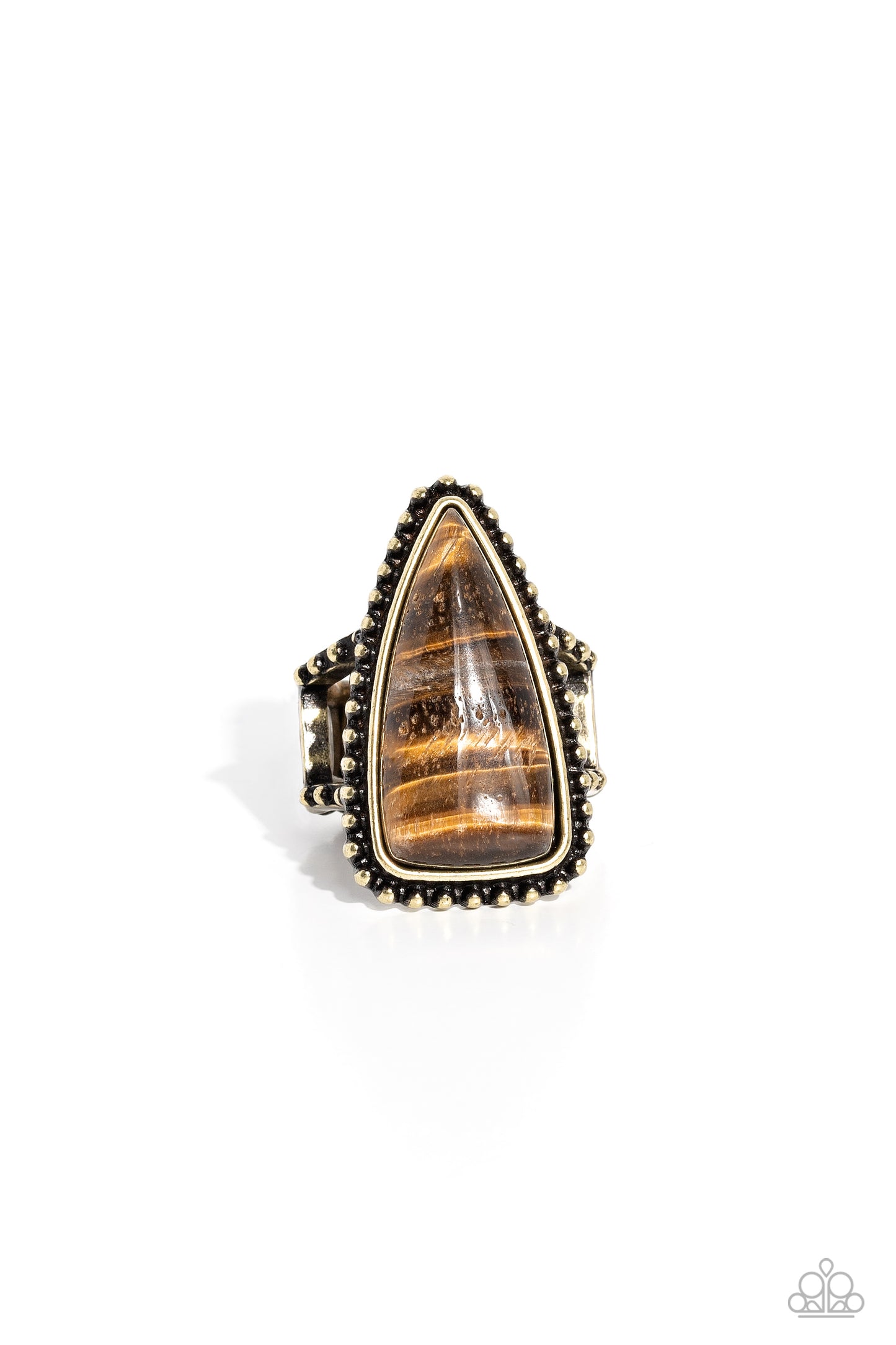 Earthy Engagement - Brass Tiger's Eye Ring Paparazzi R0493