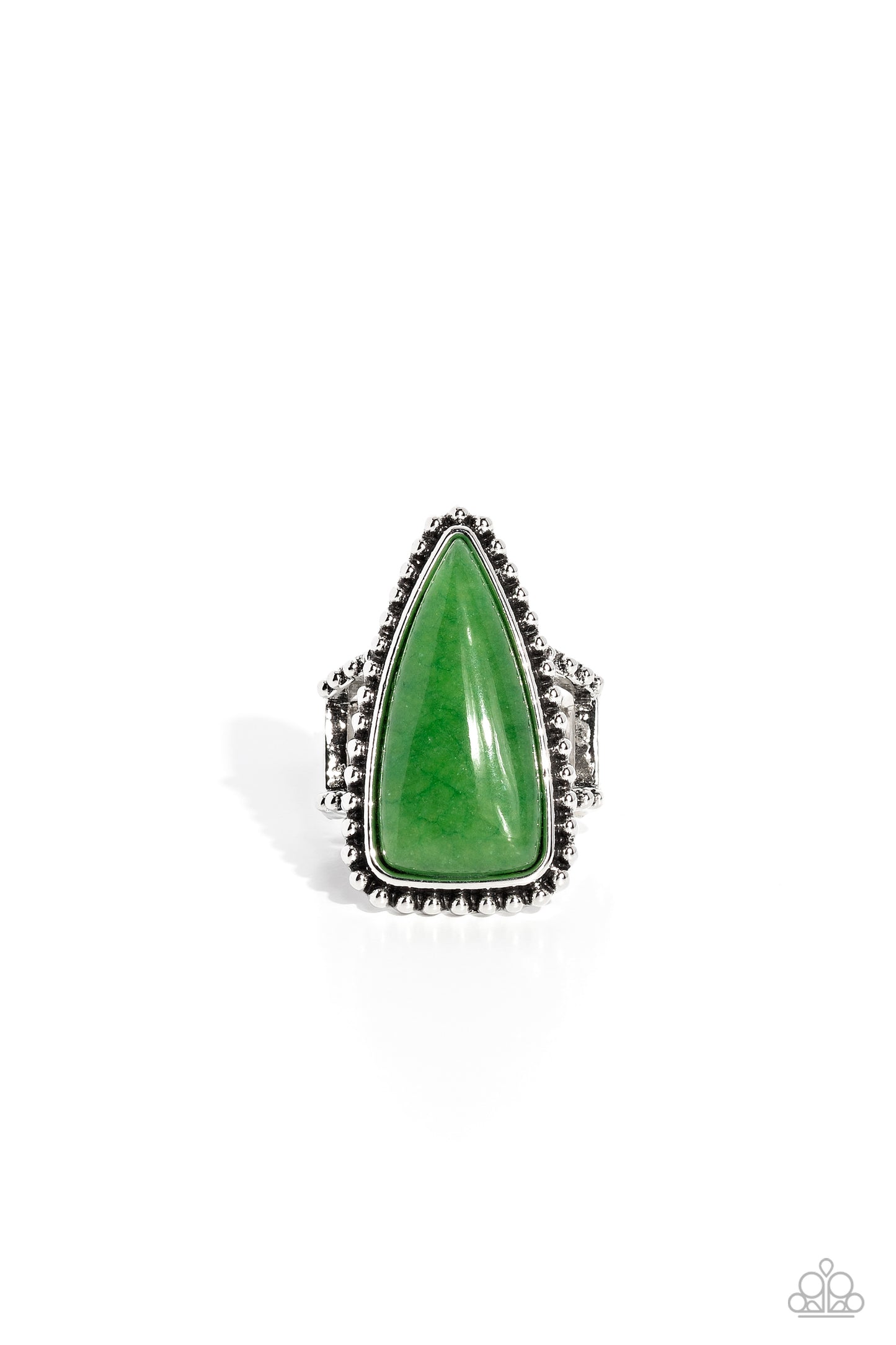 Earthy Engagement - Green Jade Triangle Stone Ring Paparazzi R0591