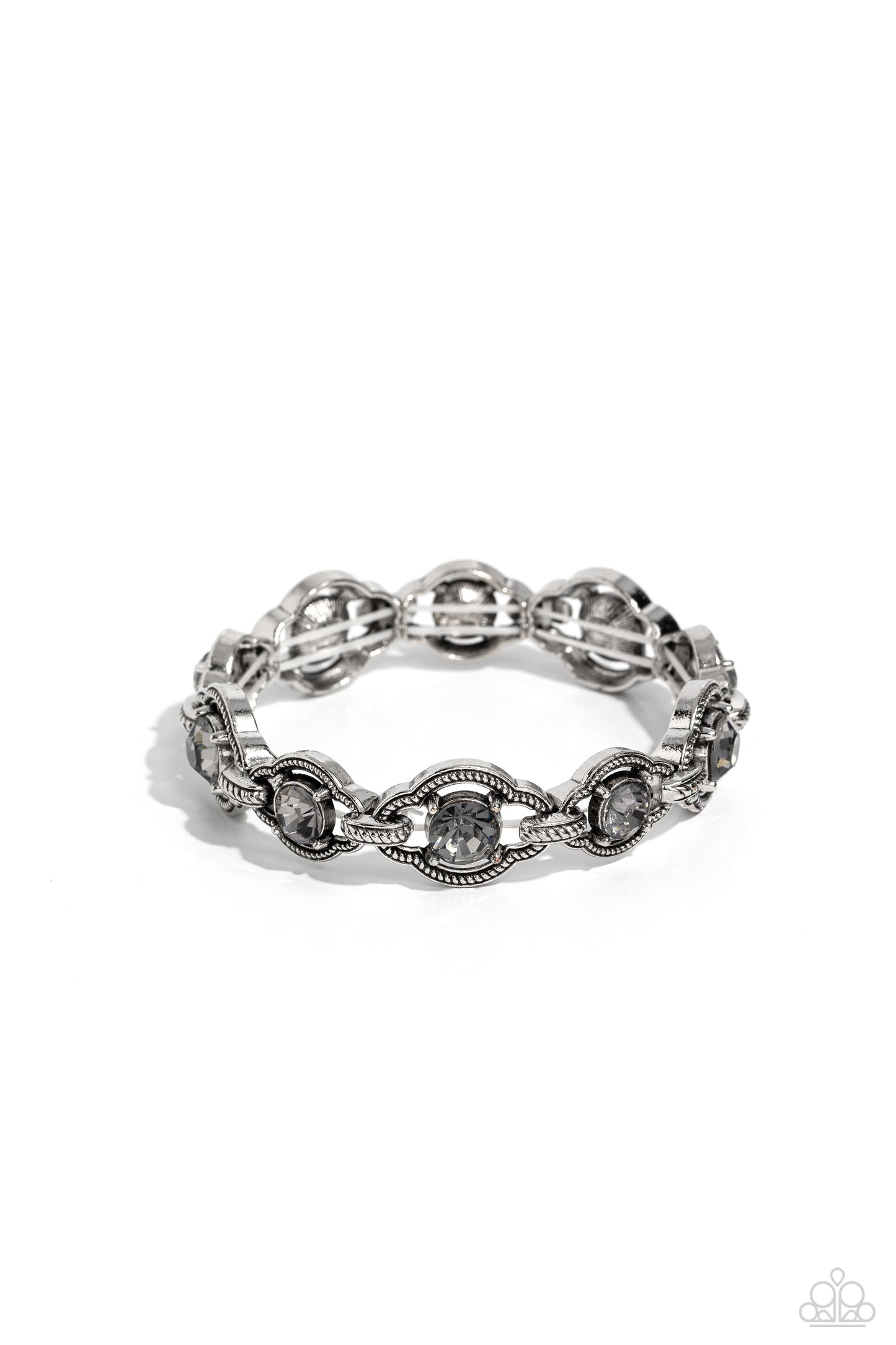 ROPE For The Best - Silver Smoky Gem Stretch Bracelet Paparazzi B0383