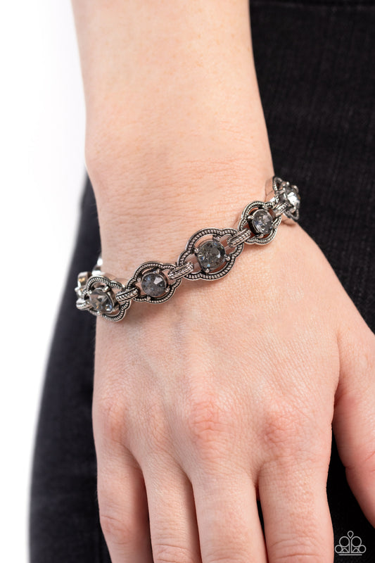 ROPE For The Best - Silver Smoky Gem Stretch Bracelet Paparazzi B0383