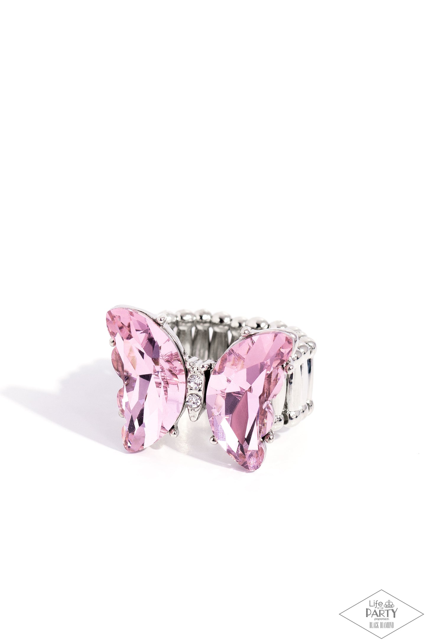 Lazy Afternoon - Pink Gem Butterfly Ring Life Of The Party Black Diamond Encore Paparazzi R0660